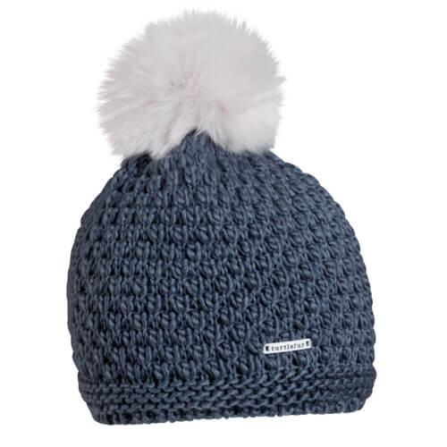 Justice Girls Solid Knit Beanie with Faux Fur Pom 