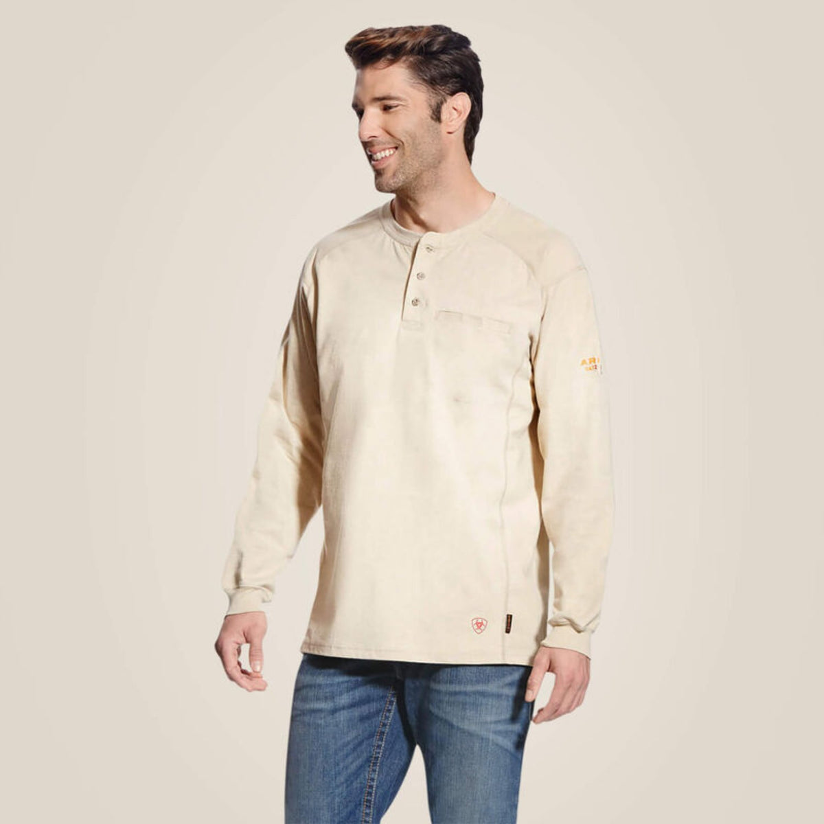 Ariat Men&#39;s FR Chest Pocket Long Sleeve Henley - Work World - Workwear, Work Boots, Safety Gear