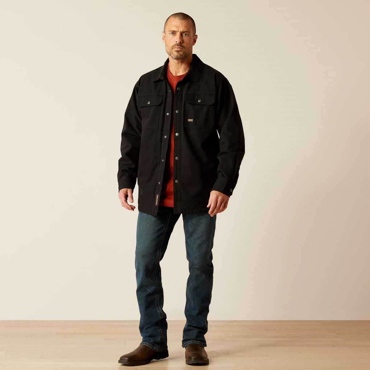 Ariat Men&#39;s Rebar Canvas Snap-Front Shirt Jacket_Black - Work World - Workwear, Work Boots, Safety Gear