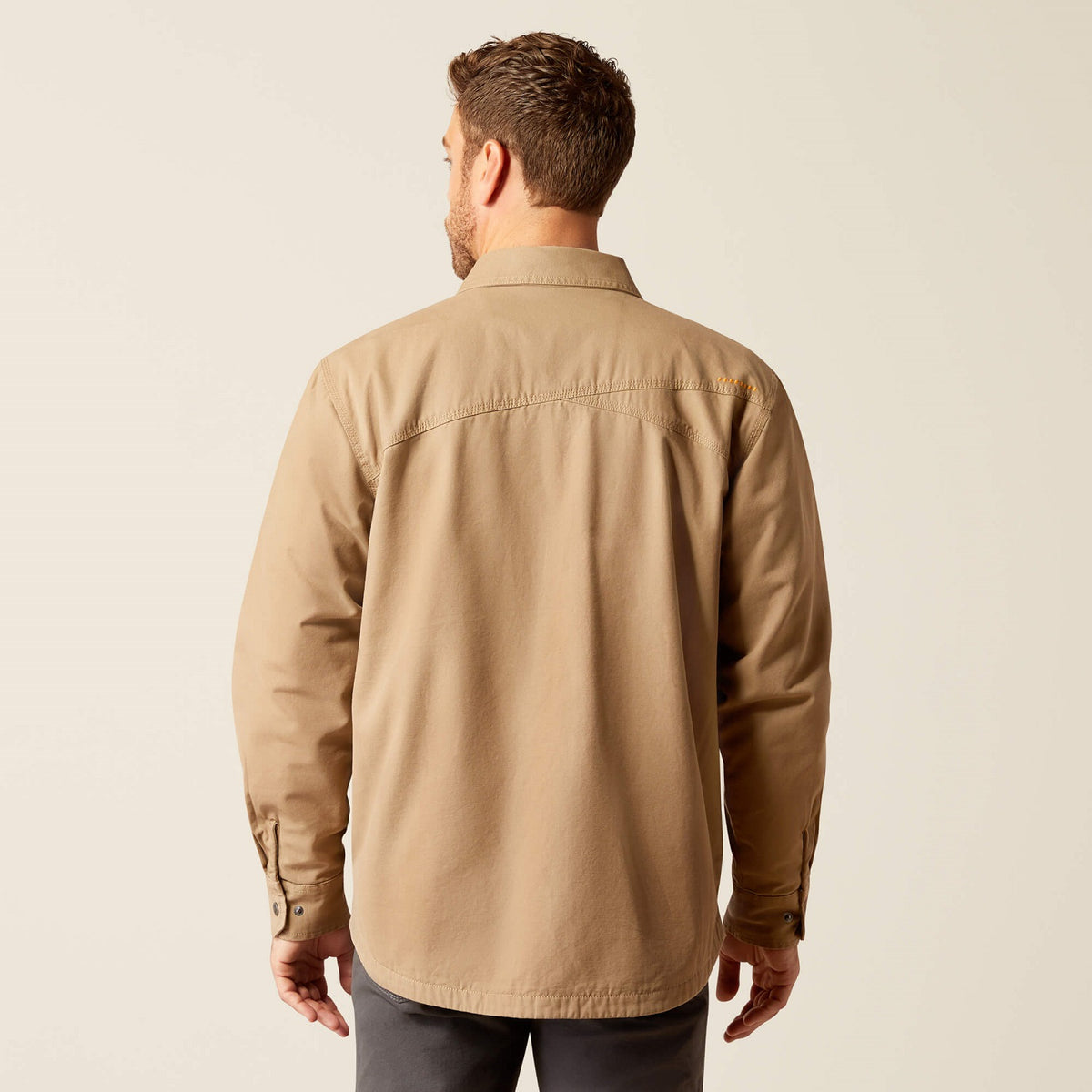 Ariat Men&#39;s Rebar Canvas Snap-Front Shirt Jacket_Khaki - Work World - Workwear, Work Boots, Safety Gear