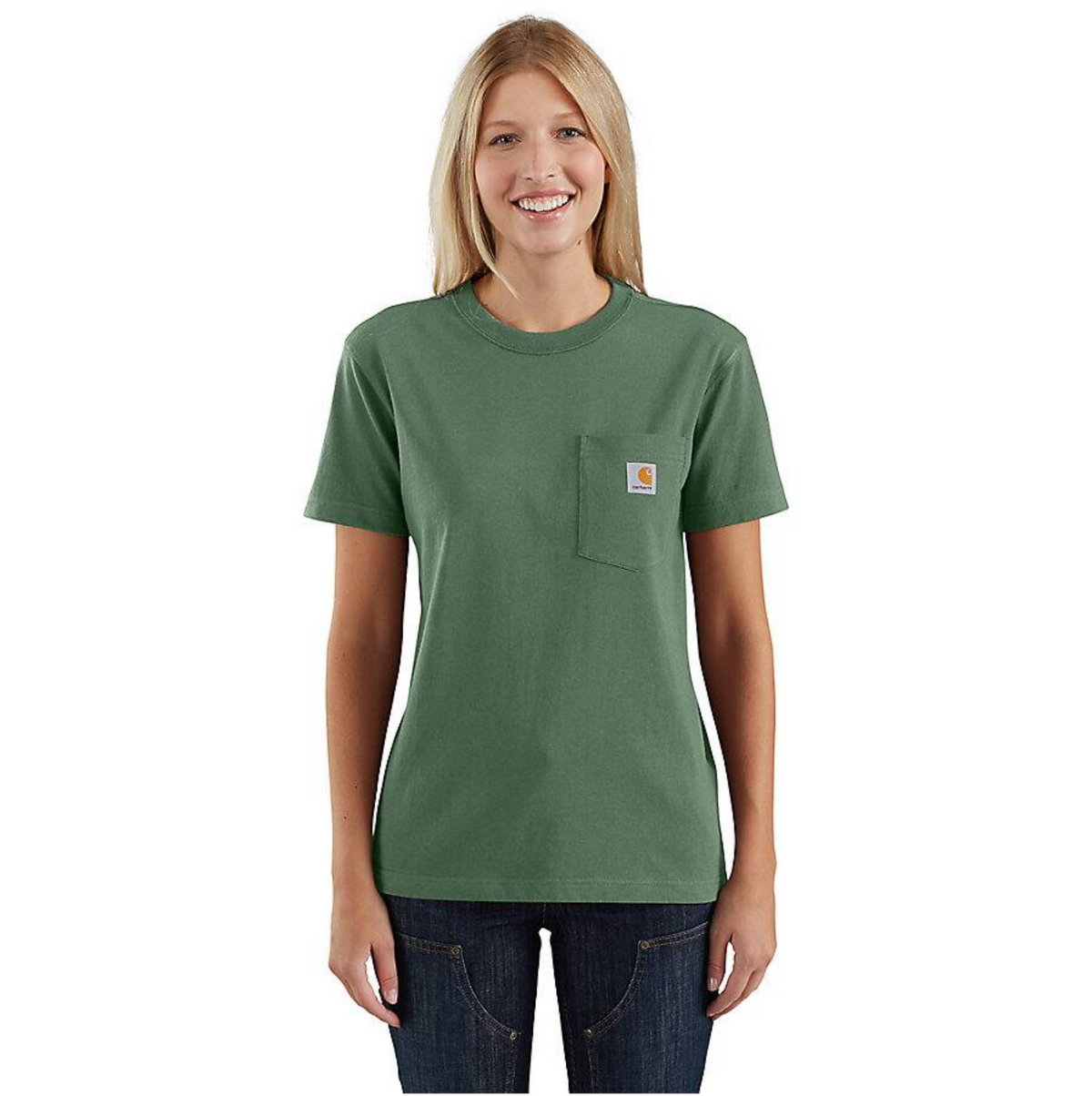 Carhartt Women&#39;s Short Sleeve Pocket T-Shirt_Frosted Balsam - Work World - Workwear, Work Boots, Safety Gear