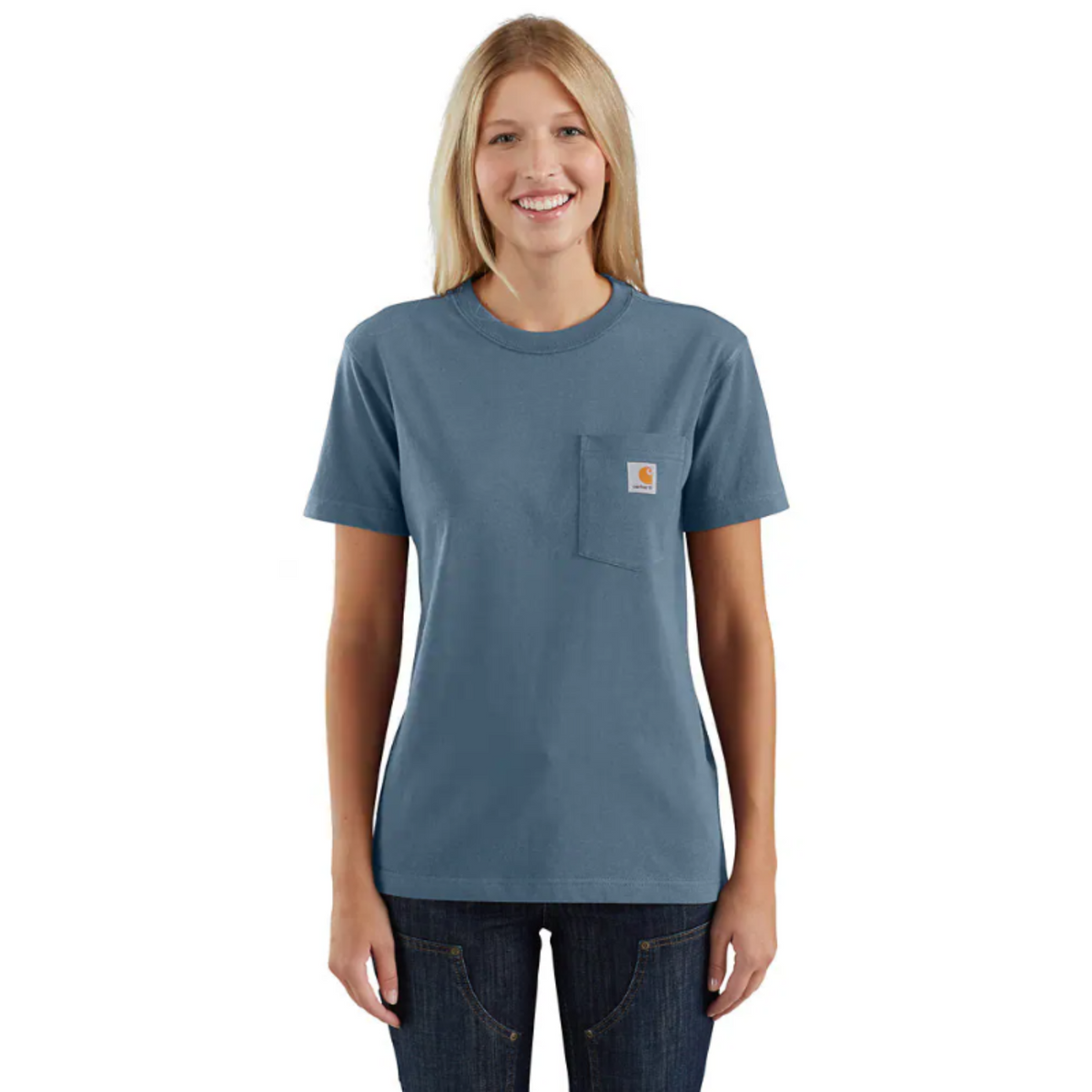 Carhartt Women&#39;s Short Sleeve Pocket T-Shirt_Thundercloud Heather - Work World - Workwear, Work Boots, Safety Gear