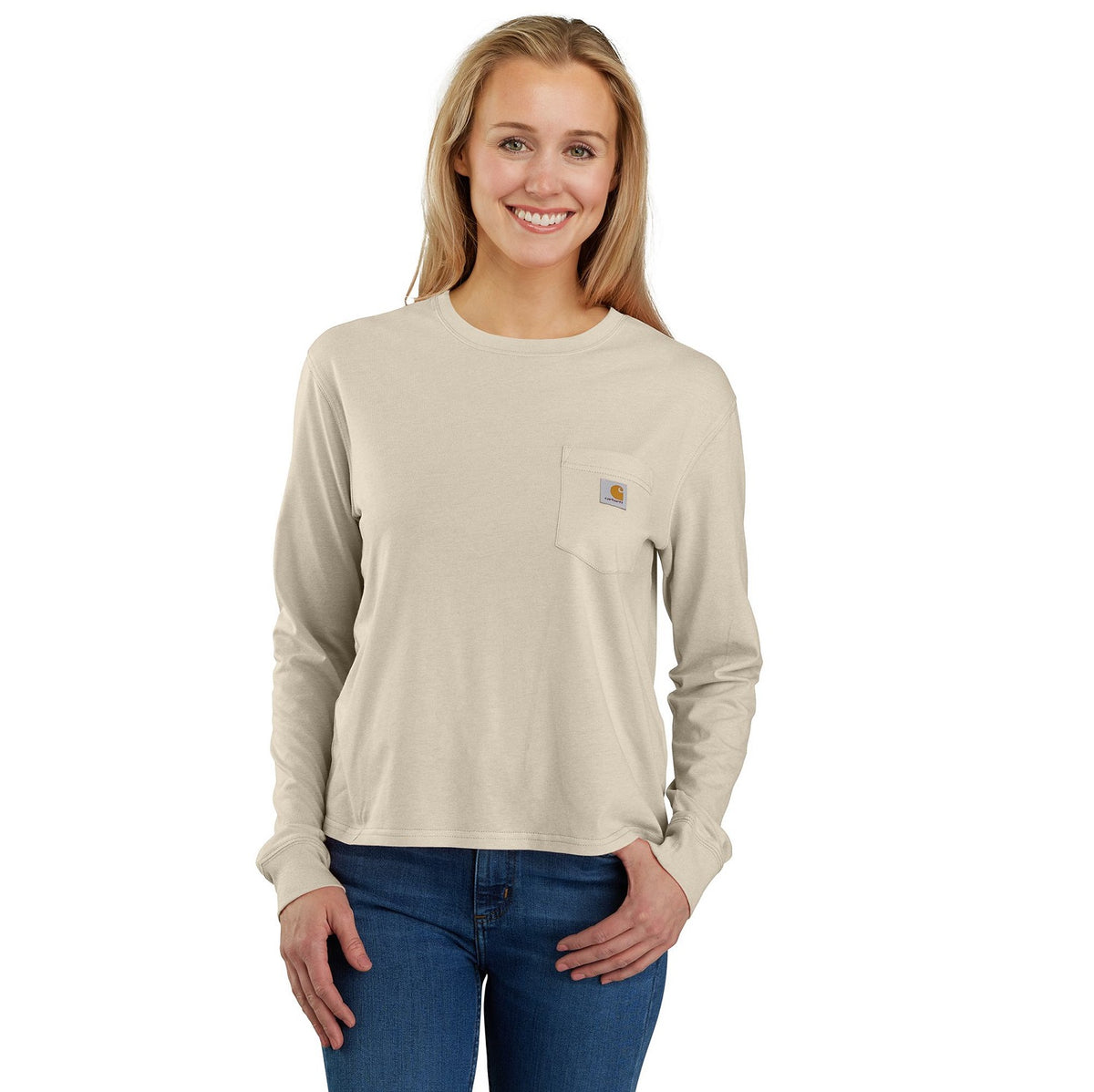 Carhartt Women&#39;s Tencel Loose Fit Lightweight Crewneck Pocket Long Sleeve T-Shirt - Work World - Workwear, Work Boots, Safety Gear