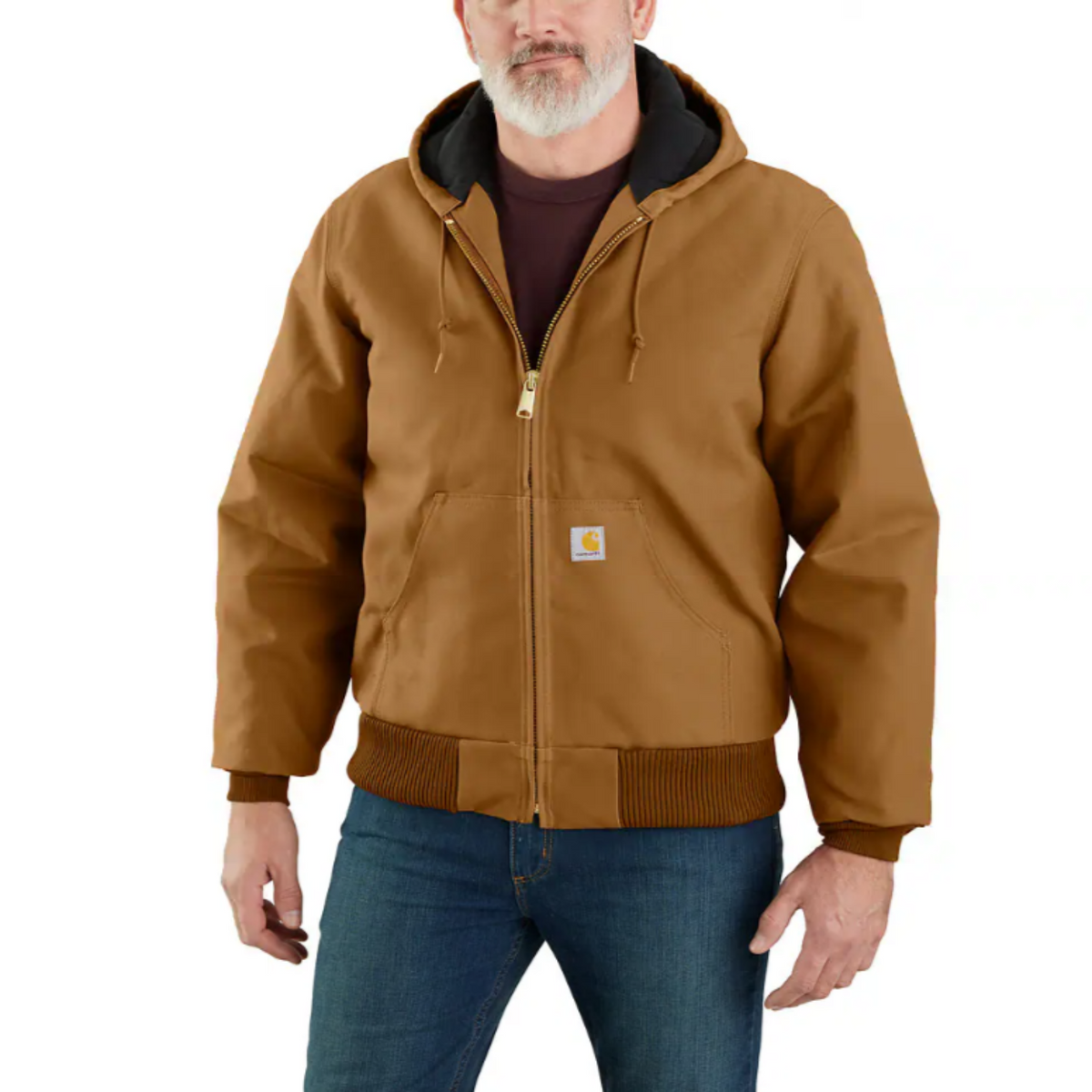 Carhartt Men&#39;s Flannel Lined Firm Duck Insulated Zip Hooded Jacket - Work World - Workwear, Work Boots, Safety Gear