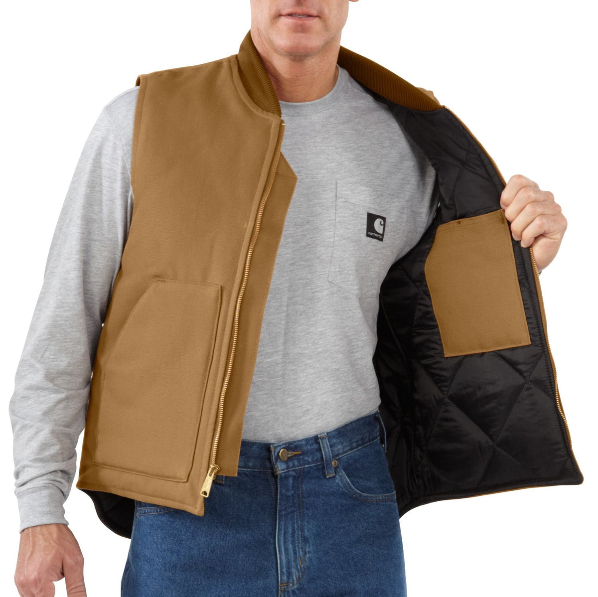 Carhartt Men&#39;s V01 Relaxed Fit Firm Duck Insulated Zip Vest - Work World - Workwear, Work Boots, Safety Gear