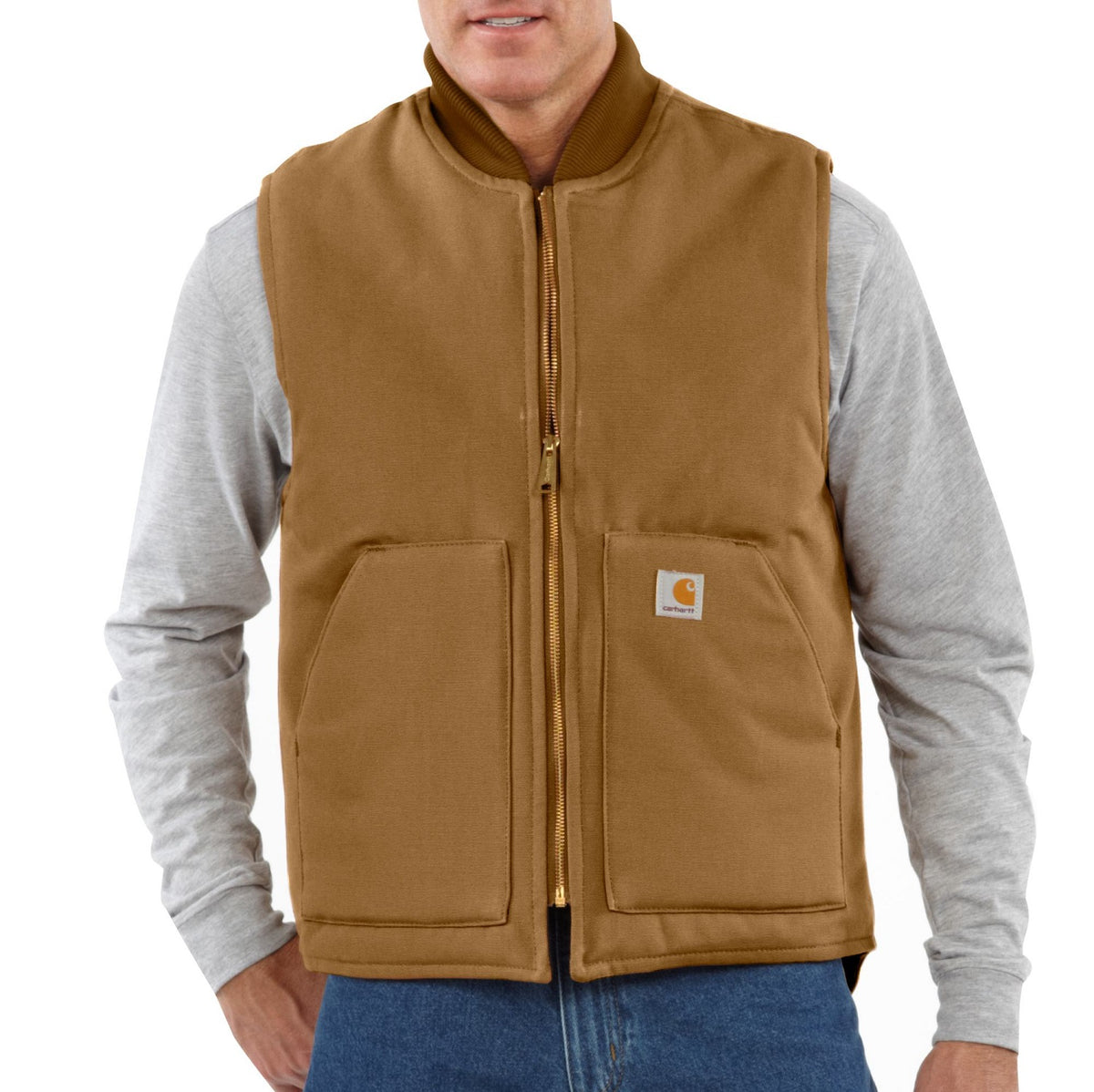 Carhartt Men&#39;s V01 Relaxed Fit Firm Duck Insulated Zip Vest - Work World - Workwear, Work Boots, Safety Gear