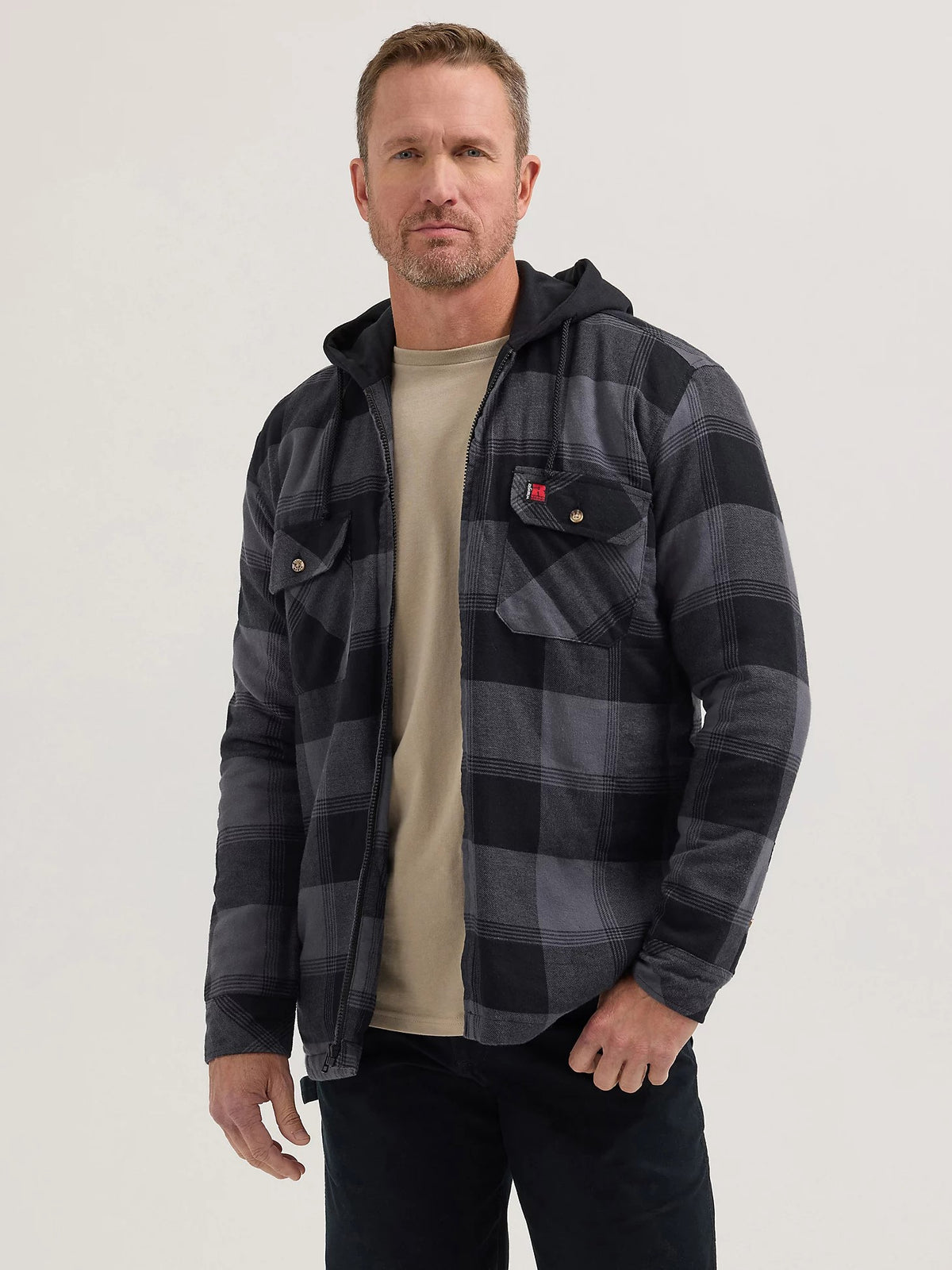 Wrangler RIGGS Men&#39;s Relaxed Fit Hooded Full-Zip Flannel Work Jacket - Work World - Workwear, Work Boots, Safety Gear