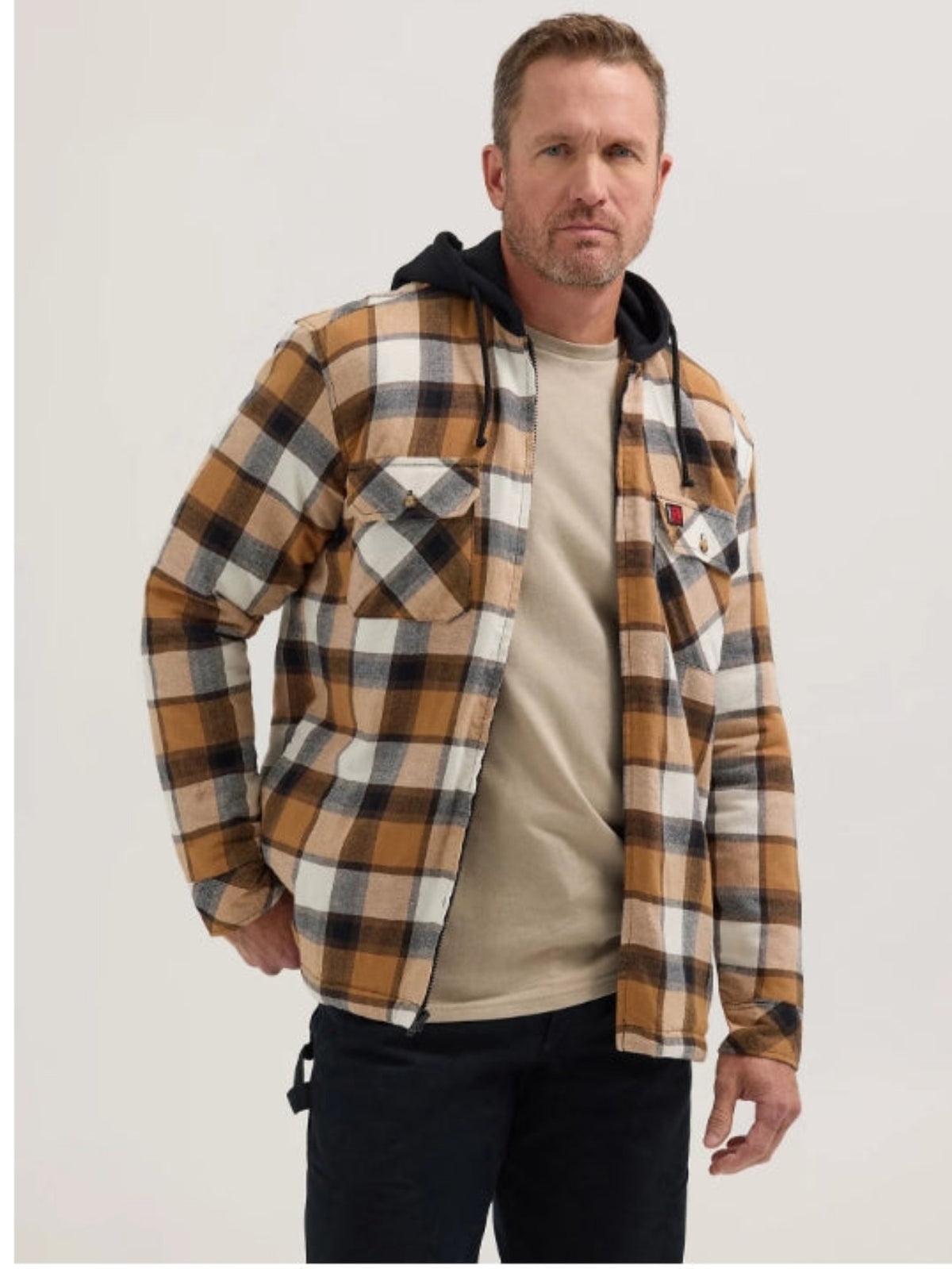 Wrangler RIGGS Men&#39;s Flannel Relaxed Fit Hooded Full-Zip Jacket - Work World - Workwear, Work Boots, Safety Gear