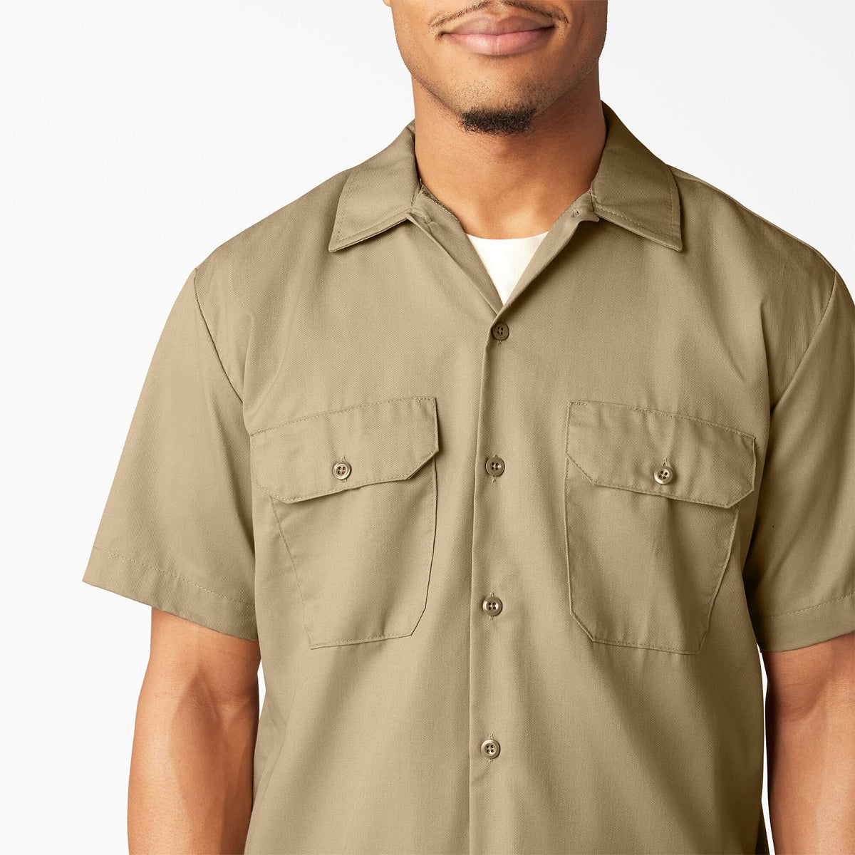 Dickies Men&#39;s Short Sleeve Work Shirt_Khaki - Work World - Workwear, Work Boots, Safety Gear