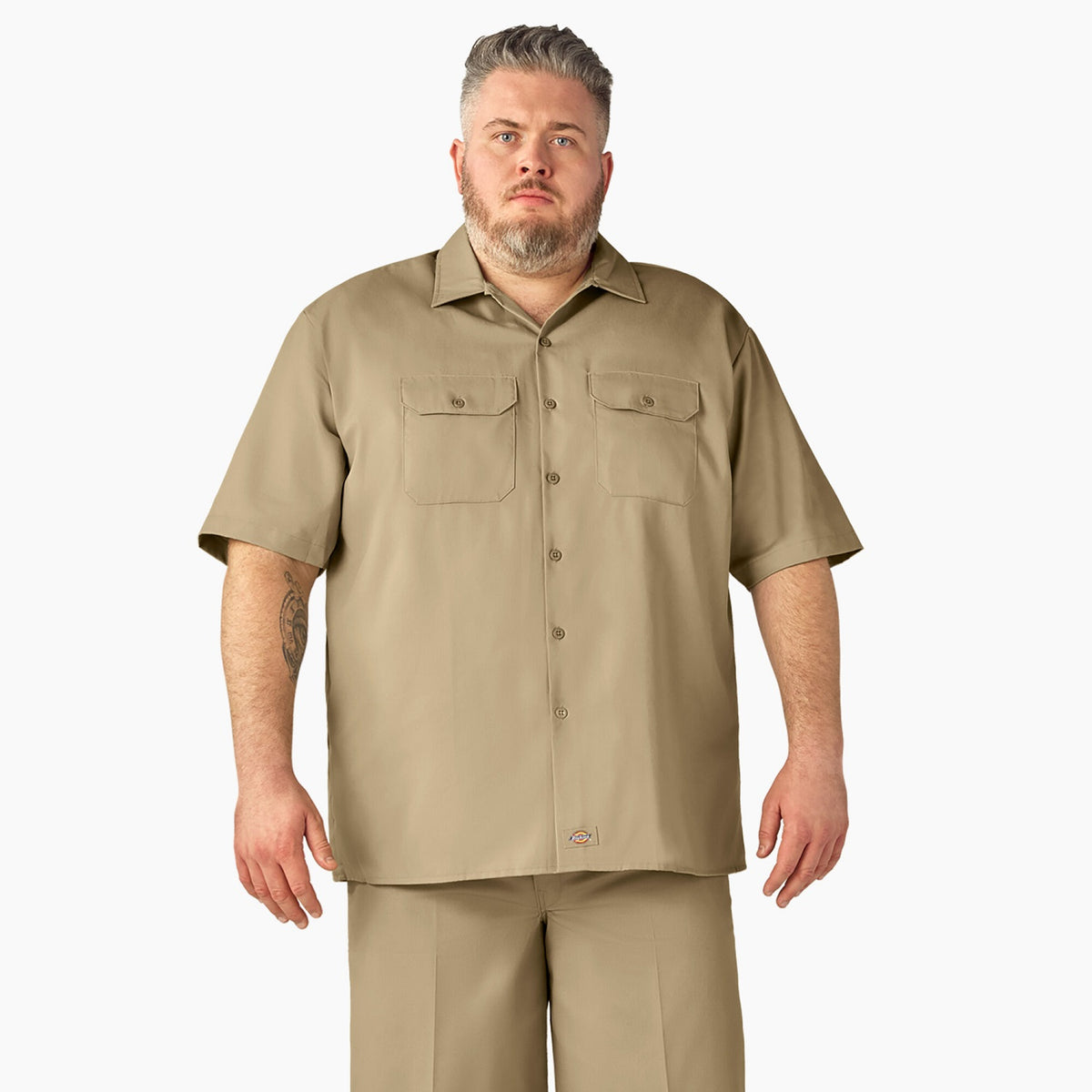 Dickies Men&#39;s Short Sleeve Work Shirt_Khaki - Work World - Workwear, Work Boots, Safety Gear