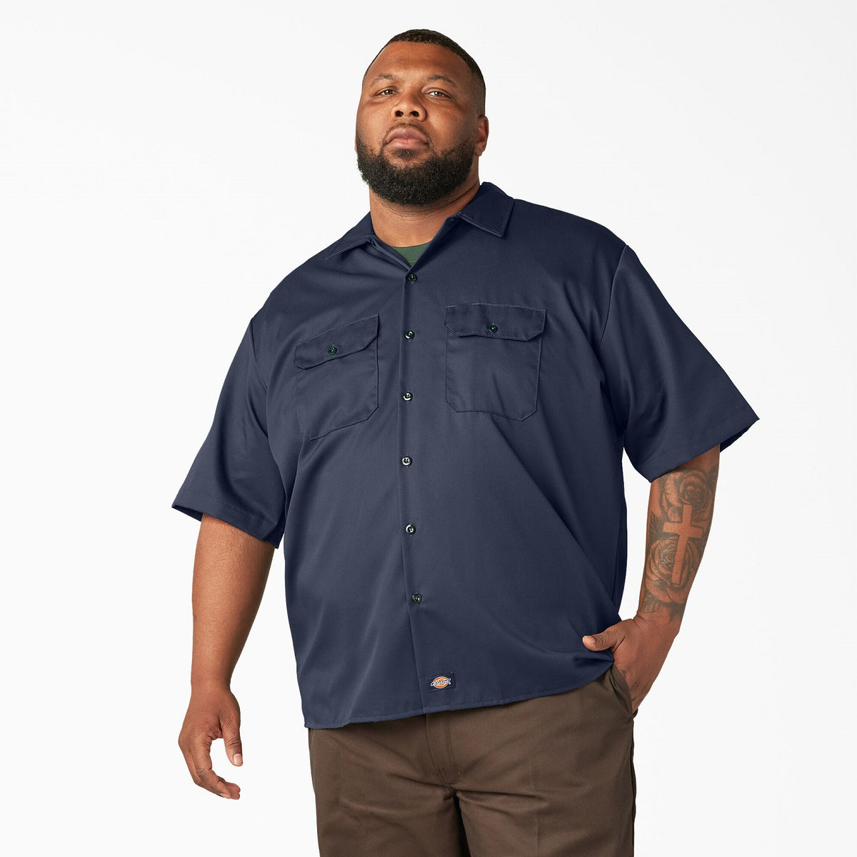 Dickies Men&#39;s Short Sleeve Work Shirt_Navy - Work World - Workwear, Work Boots, Safety Gear