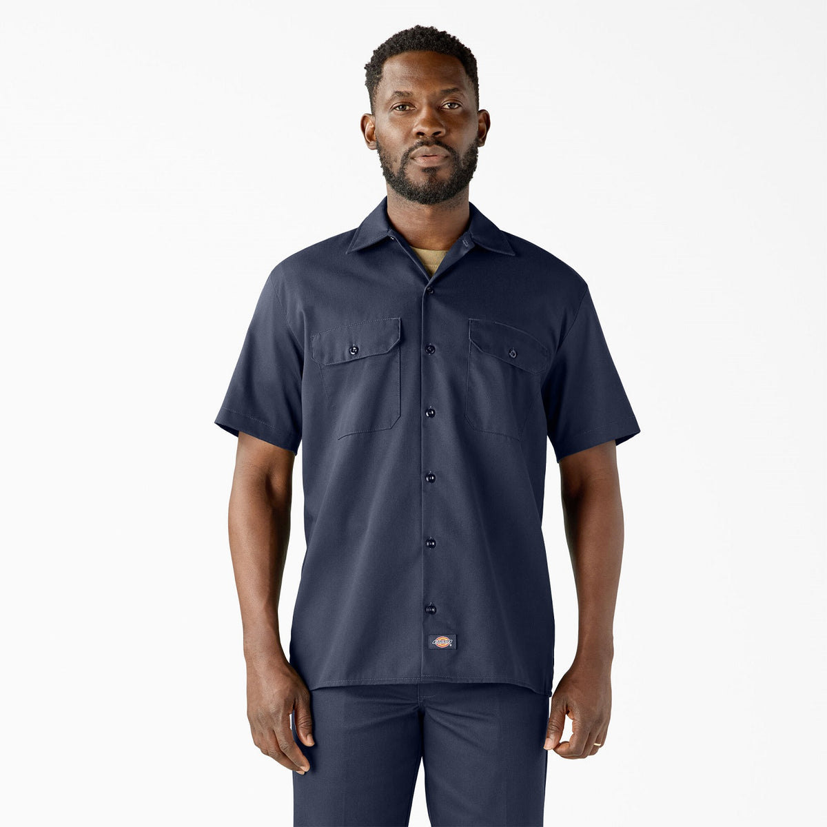 Dickies Men&#39;s Short Sleeve Work Shirt_Navy - Work World - Workwear, Work Boots, Safety Gear