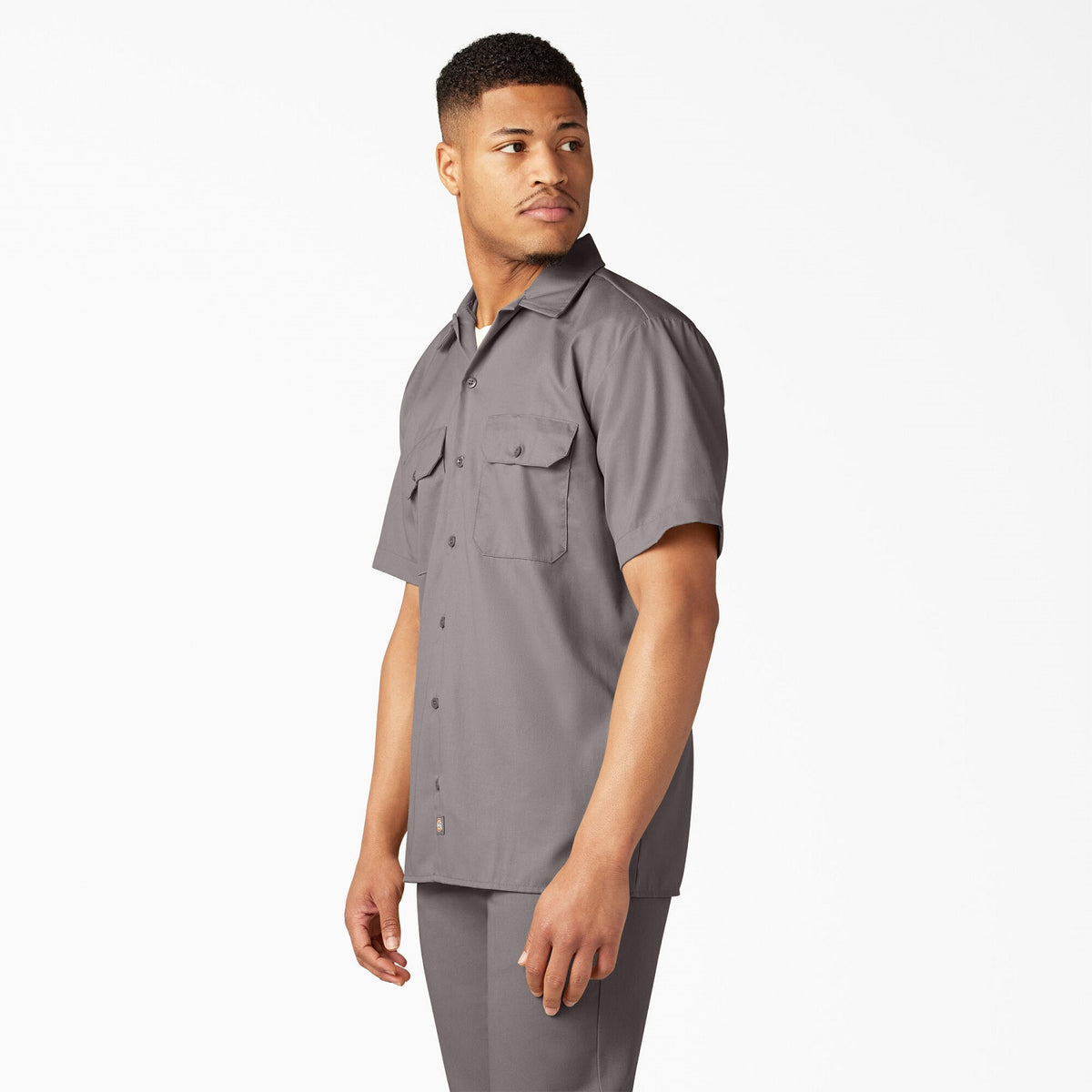 Dickies Men&#39;s Short Sleeve Work Shirt_Silver - Work World - Workwear, Work Boots, Safety Gear