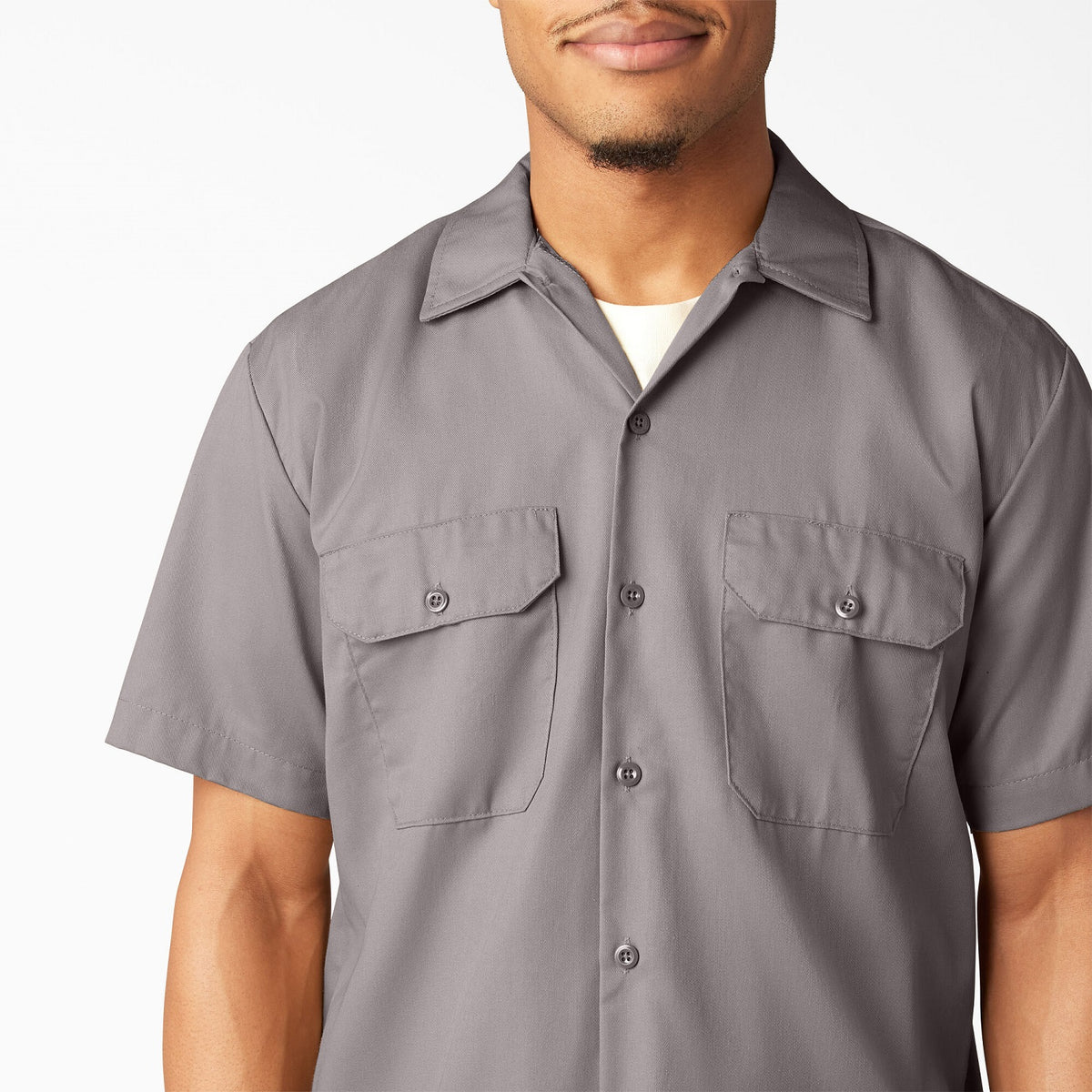 Dickies Men&#39;s Short Sleeve Work Shirt_Silver - Work World - Workwear, Work Boots, Safety Gear