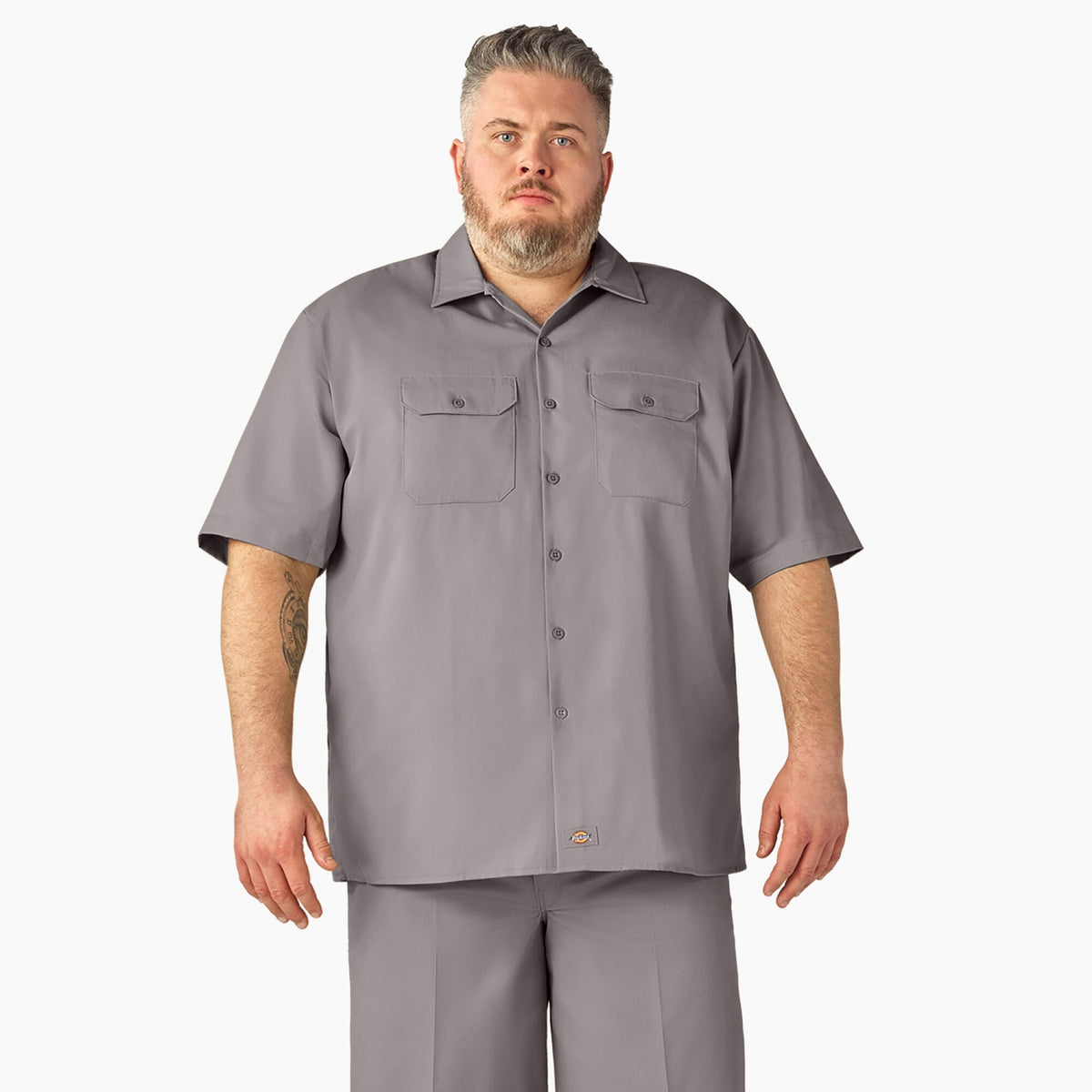 Dickies Men&#39;s Short Sleeve Work Shirt_Silver - Work World - Workwear, Work Boots, Safety Gear