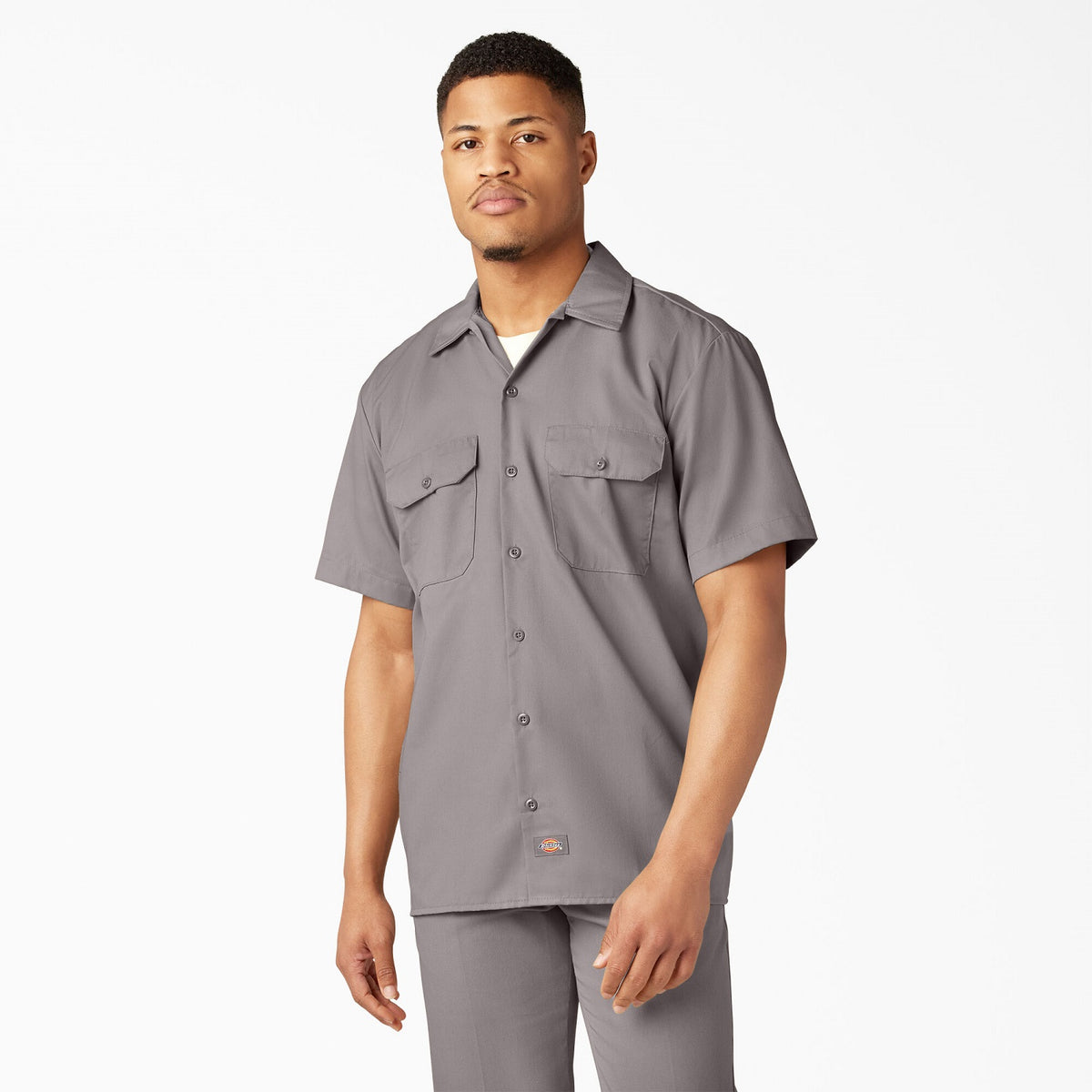 Dickies Men&#39;s Short Sleeve Work Shirt_Silver - Work World - Workwear, Work Boots, Safety Gear