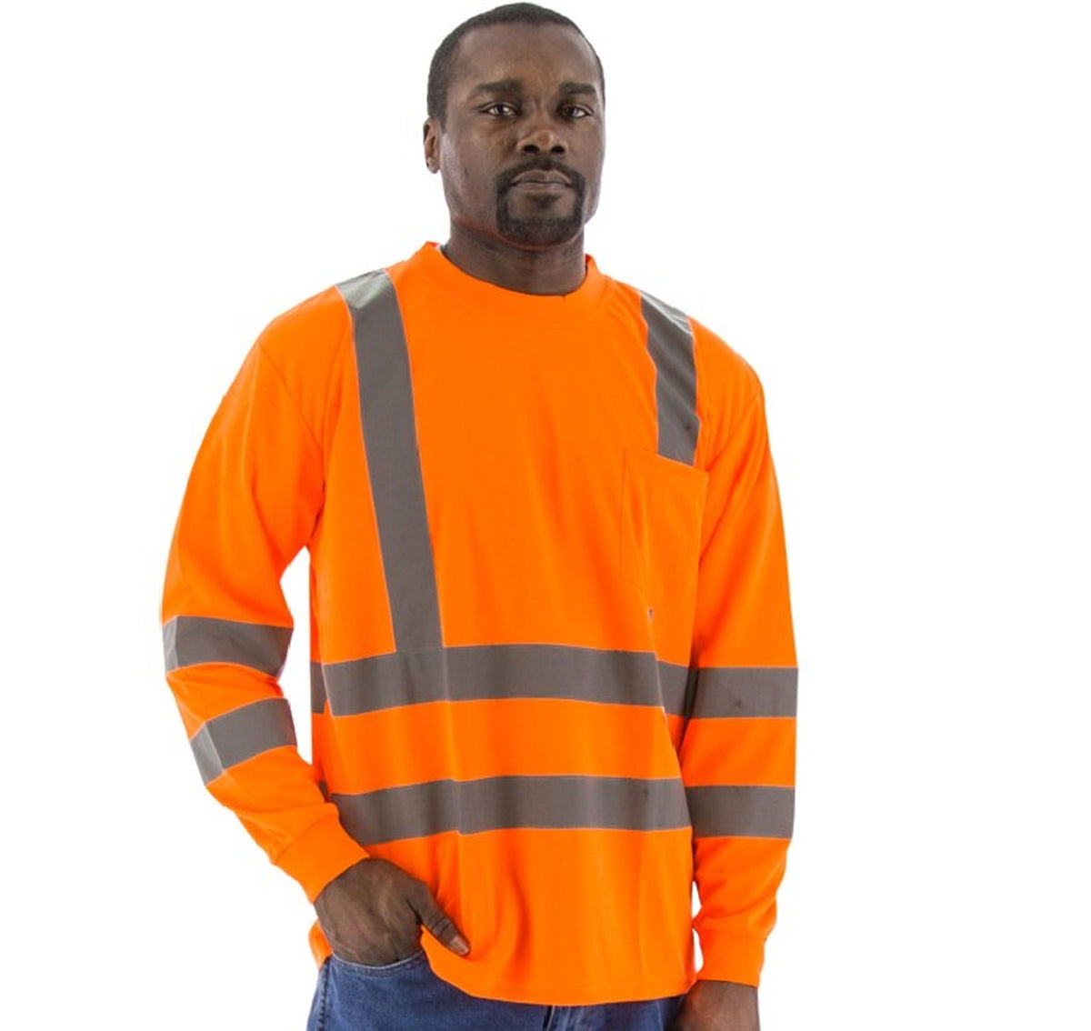 Majestic Men&#39;s Hi-Vis Long Sleeve Shirt - Work World - Workwear, Work Boots, Safety Gear