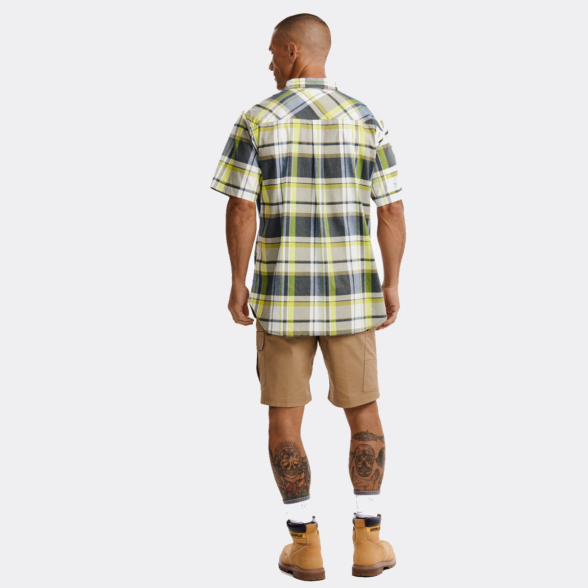 CAT Men&#39;s Plaid Button-Downp Short Sleeve Work Shirt - Work World - Workwear, Work Boots, Safety Gear