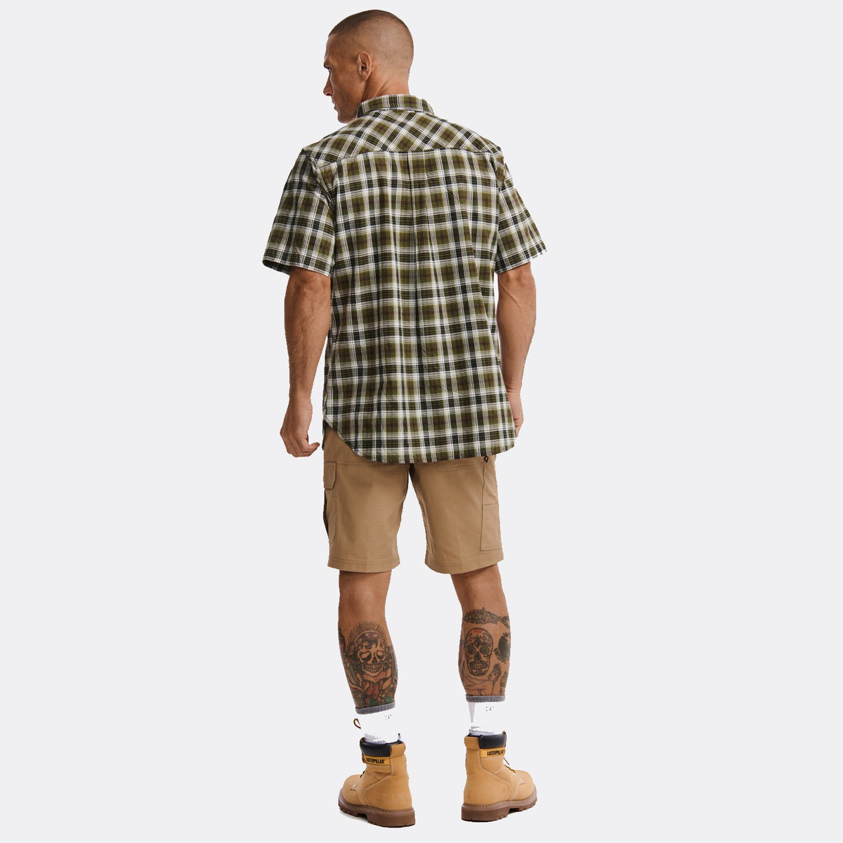 CAT Men&#39;s Plaid Button-Downp Short Sleeve Work Shirt - Work World - Workwear, Work Boots, Safety Gear