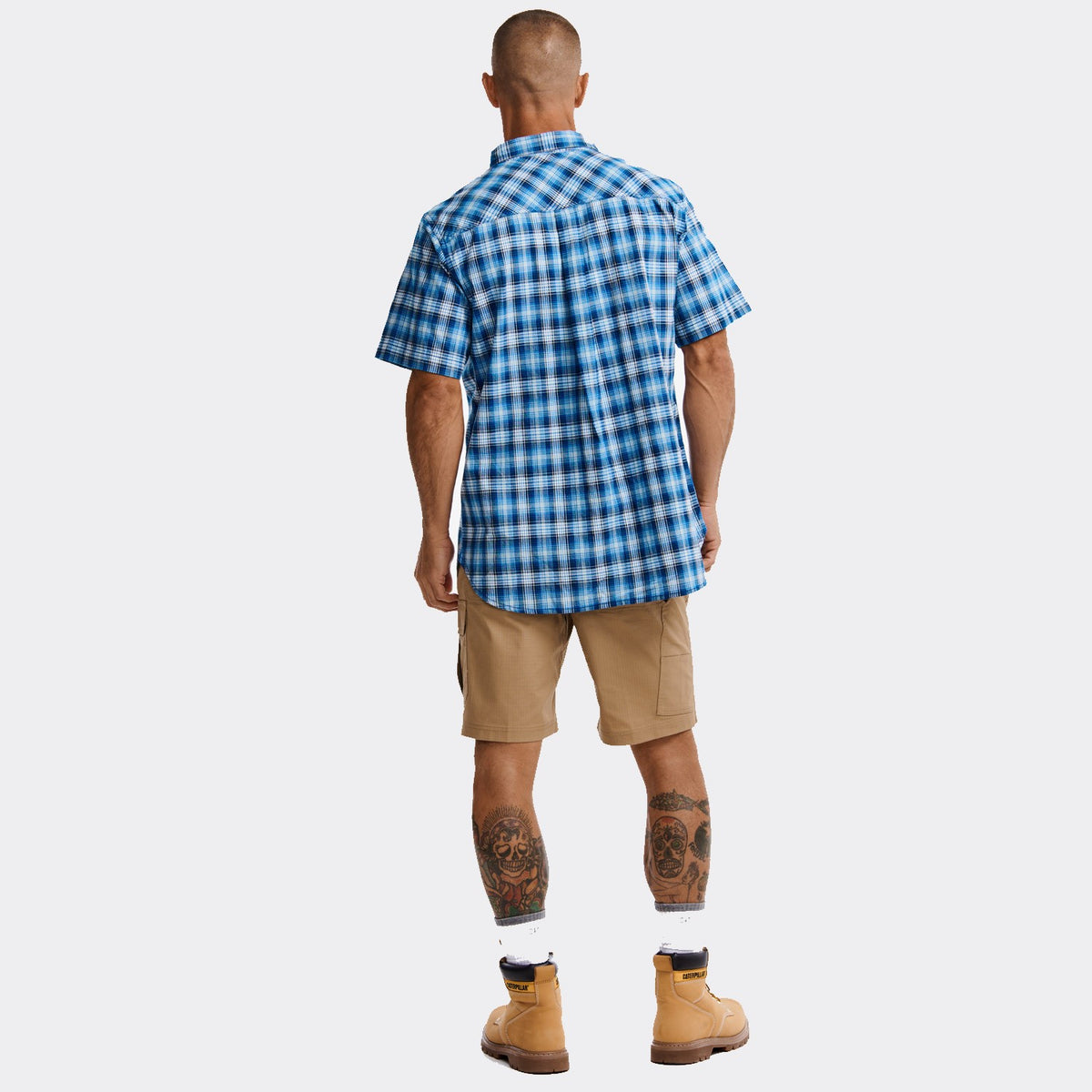 CAT Men&#39;s Plaid Button-Downp Short Sleeve Work Shirt - Work World - Workwear, Work Boots, Safety Gear