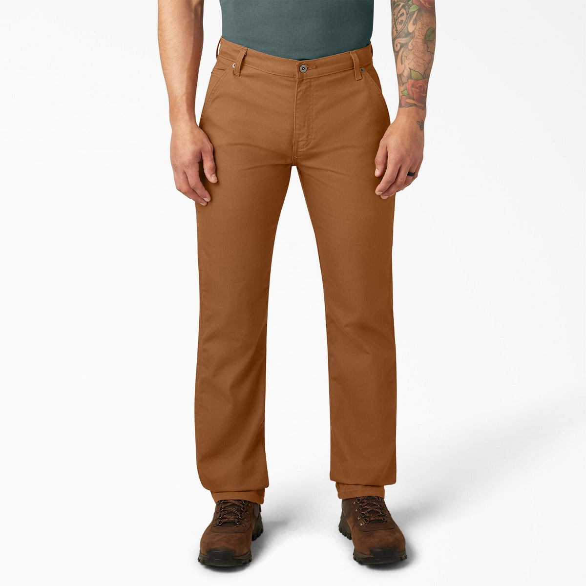 Dickies Men&#39;s FLEX Regular Fit Duck Carpenter Pant_Stonewashed Brown Duck - Work World - Workwear, Work Boots, Safety Gear