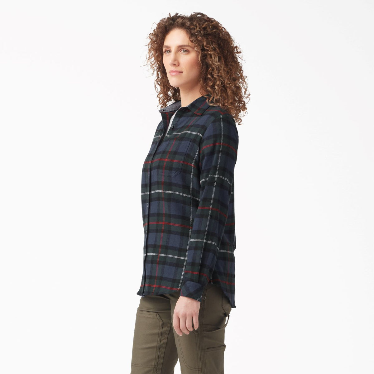 Dickies Women&#39;s Plaid Long Sleeve Flannel Shirt