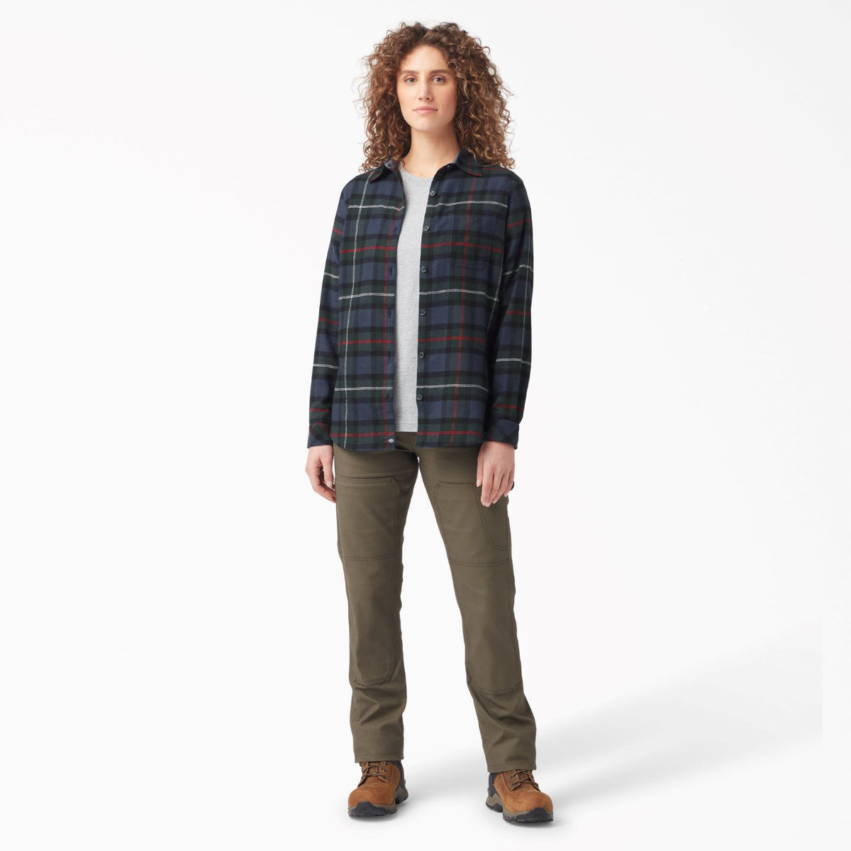 Dickies Women&#39;s Plaid Long Sleeve Flannel Shirt