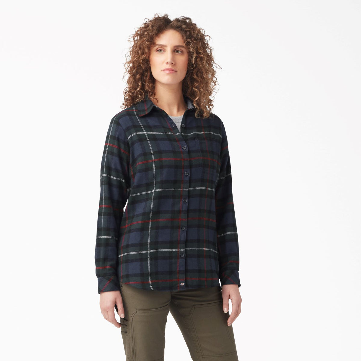 Dickies Women&#39;s Plaid Long Sleeve Flannel Shirt