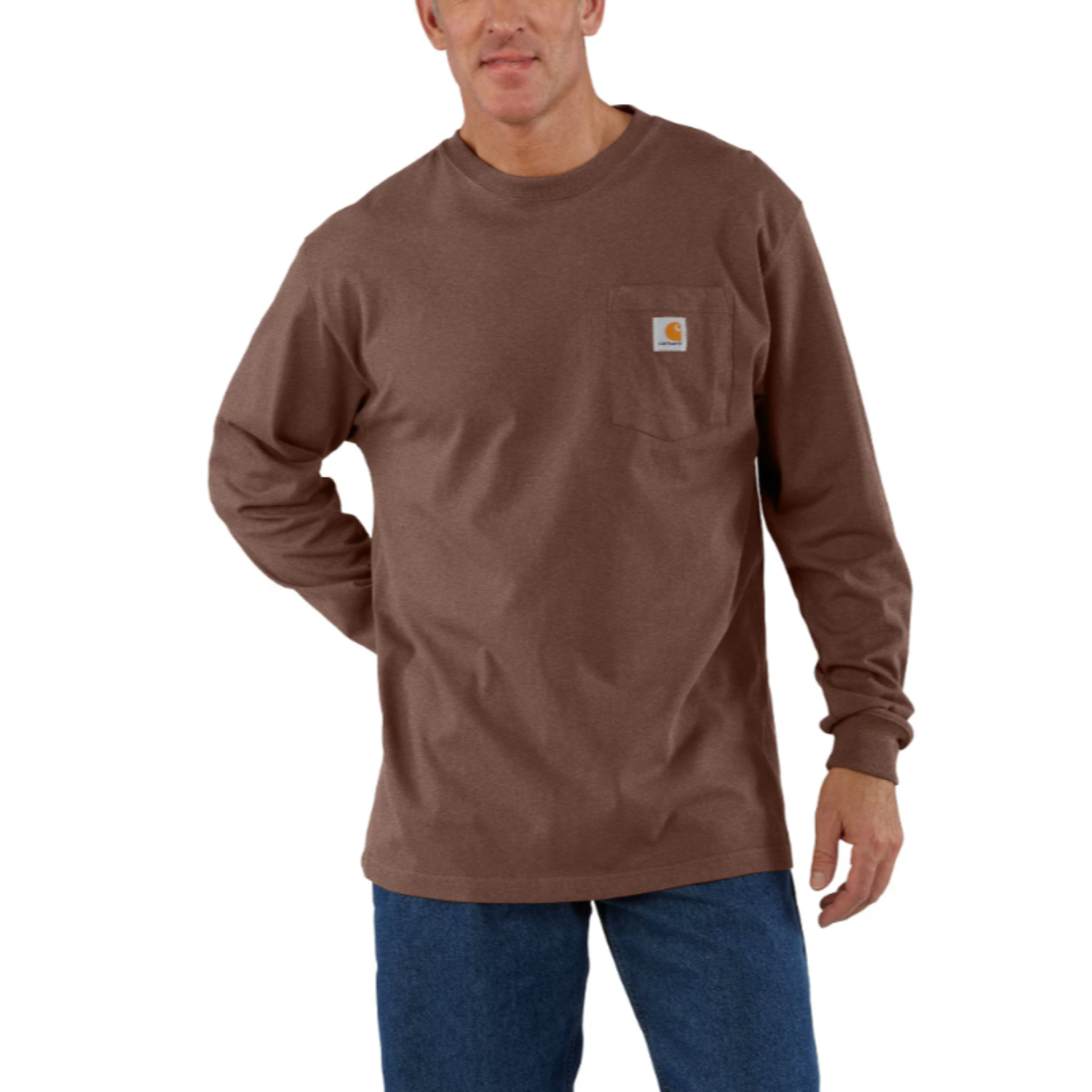 Carhartt Men's Long Sleeve Pocket T-Shirt_Mocha Heather - Work World - Workwear, Work Boots, Safety Gear