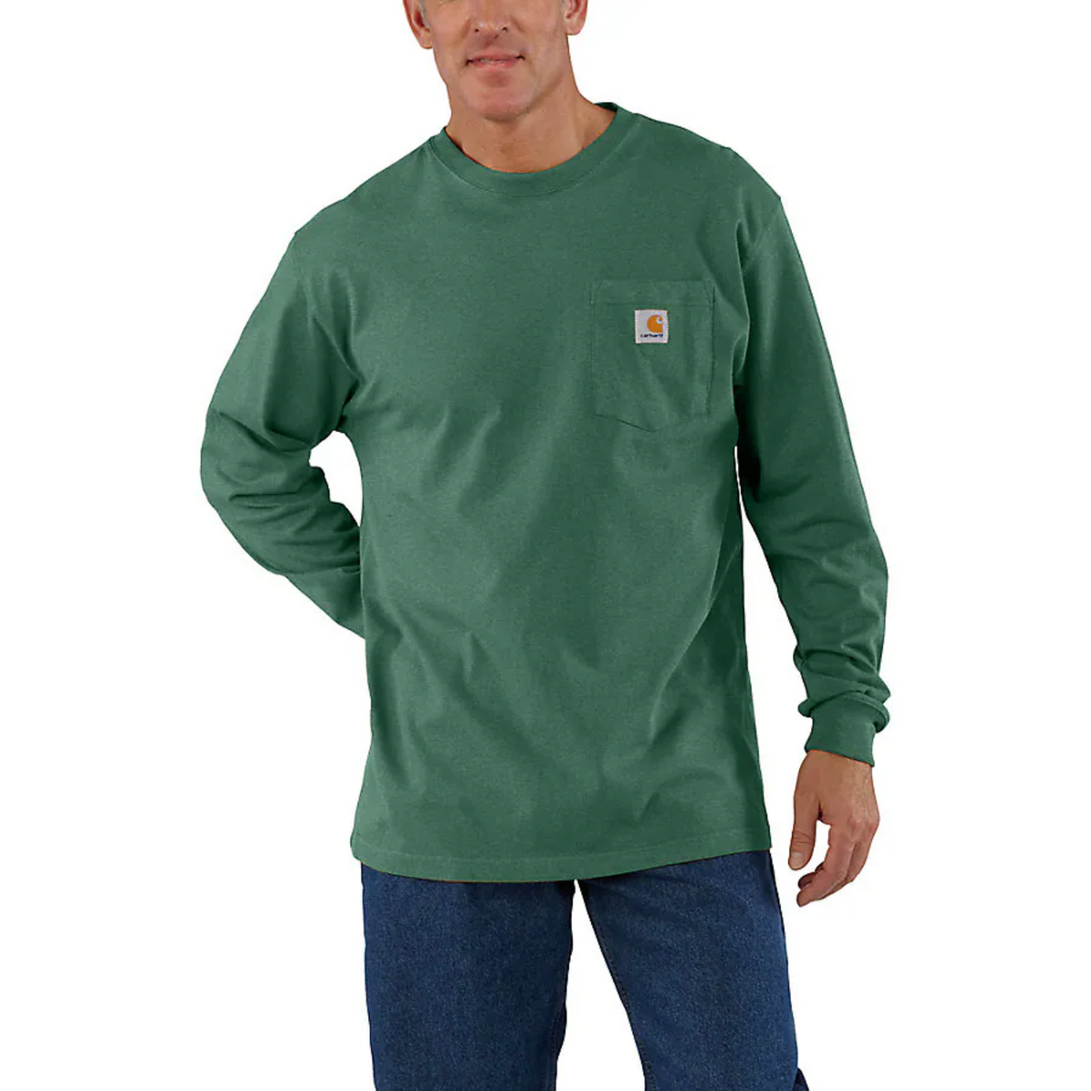 Carhartt Men&#39;s Long Sleeve Pocket T-Shirt_Frosted Balsam Heather - Work World - Workwear, Work Boots, Safety Gear