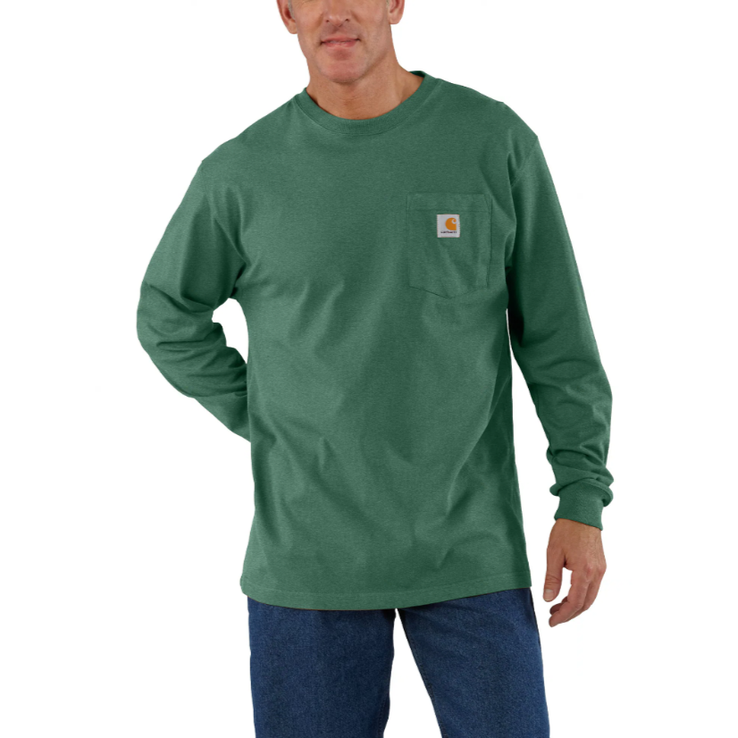 Carhartt Men&#39;s Logo Sleeve Long Sleeve T-Shirt_Frosted Balsam Heather - Work World - Workwear, Work Boots, Safety Gear