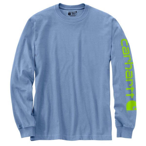 Carhartt Men's Signature Logo Long Sleeve T-Shirt_Skystone - Work World