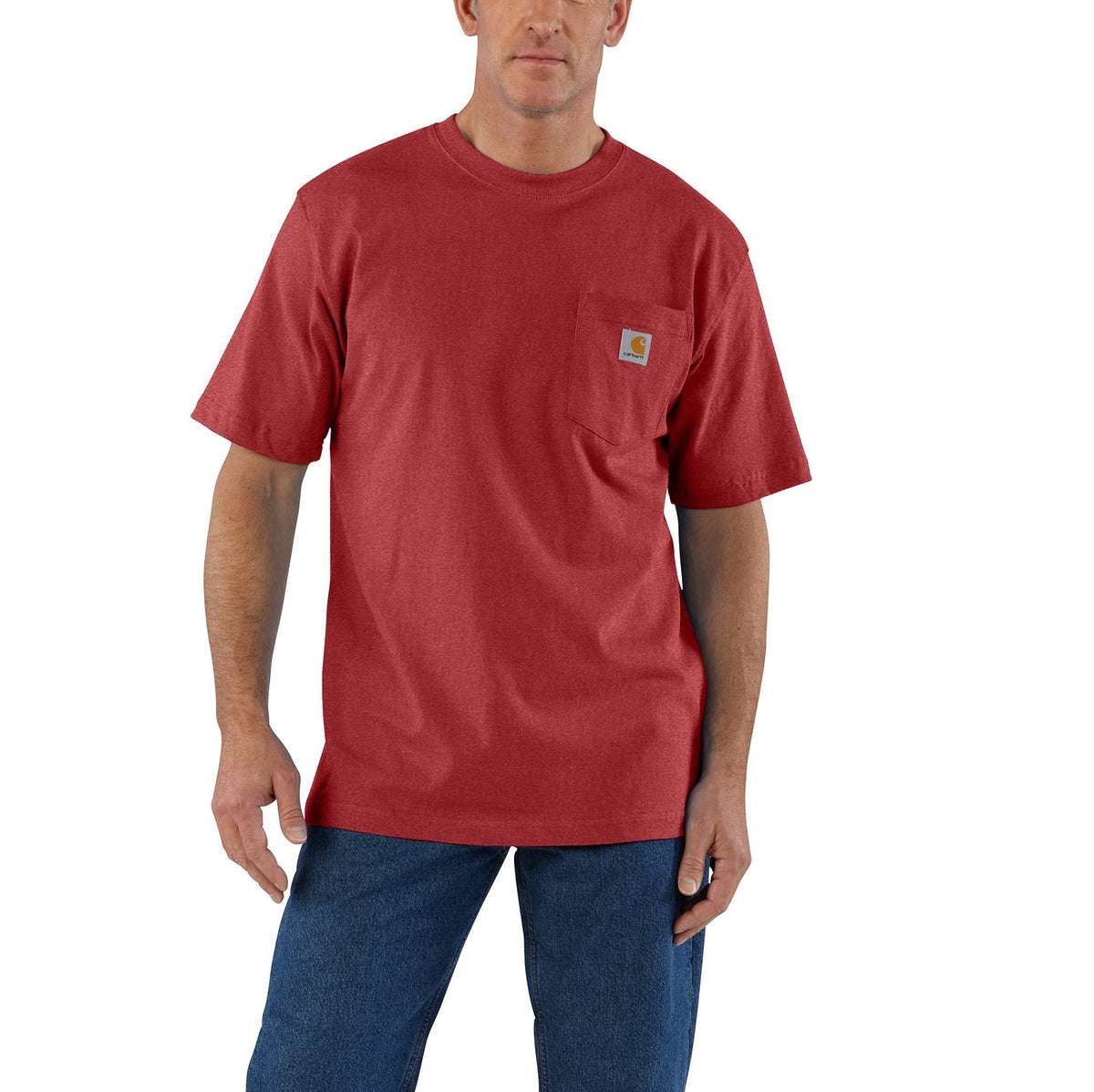 Carhartt Men&#39;s Short Sleeve Pocket T-Shirt_Crabapple Heather - Work World - Workwear, Work Boots, Safety Gear