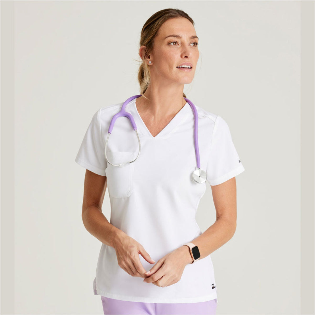 Grey&#39;s Anatomy Women&#39;s Bree Stretch V-Neck Short Sleeve Scrub Top - Work World - Workwear, Work Boots, Safety Gear