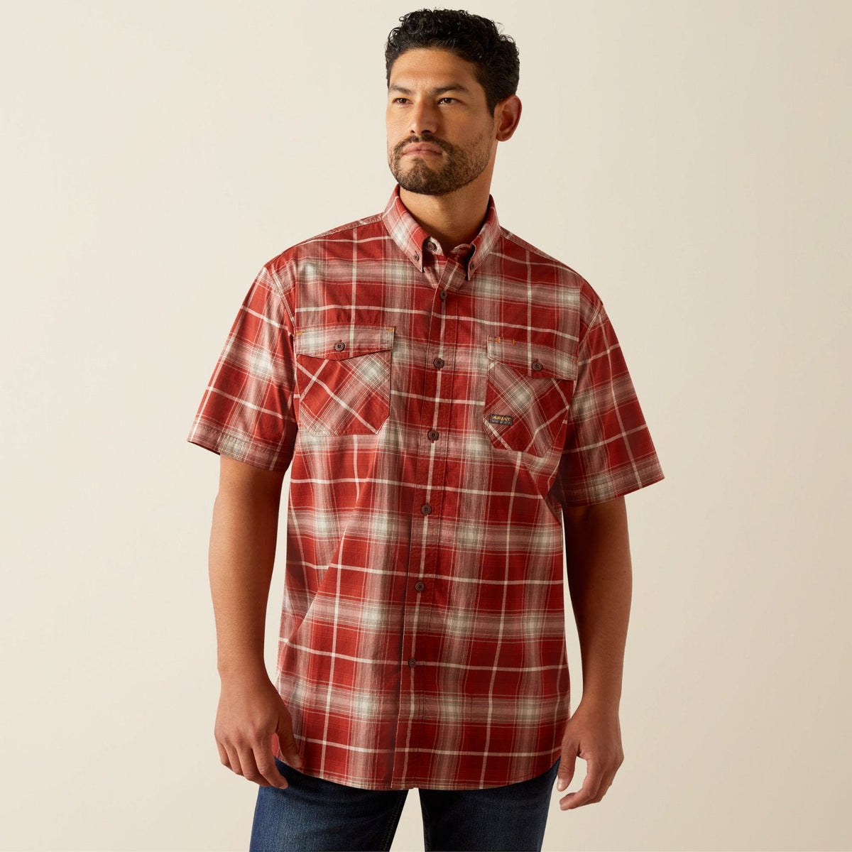 Ariat Men&#39;s Made Tough Durastretch Button-Down Short Sleeve Work Shirt - Work World - Workwear, Work Boots, Safety Gear
