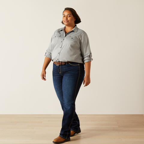 Ariat Women&#39;s Made Tough Durastretch Button-Down Long Sleeve Work Shirt - Work World - Workwear, Work Boots, Safety Gear