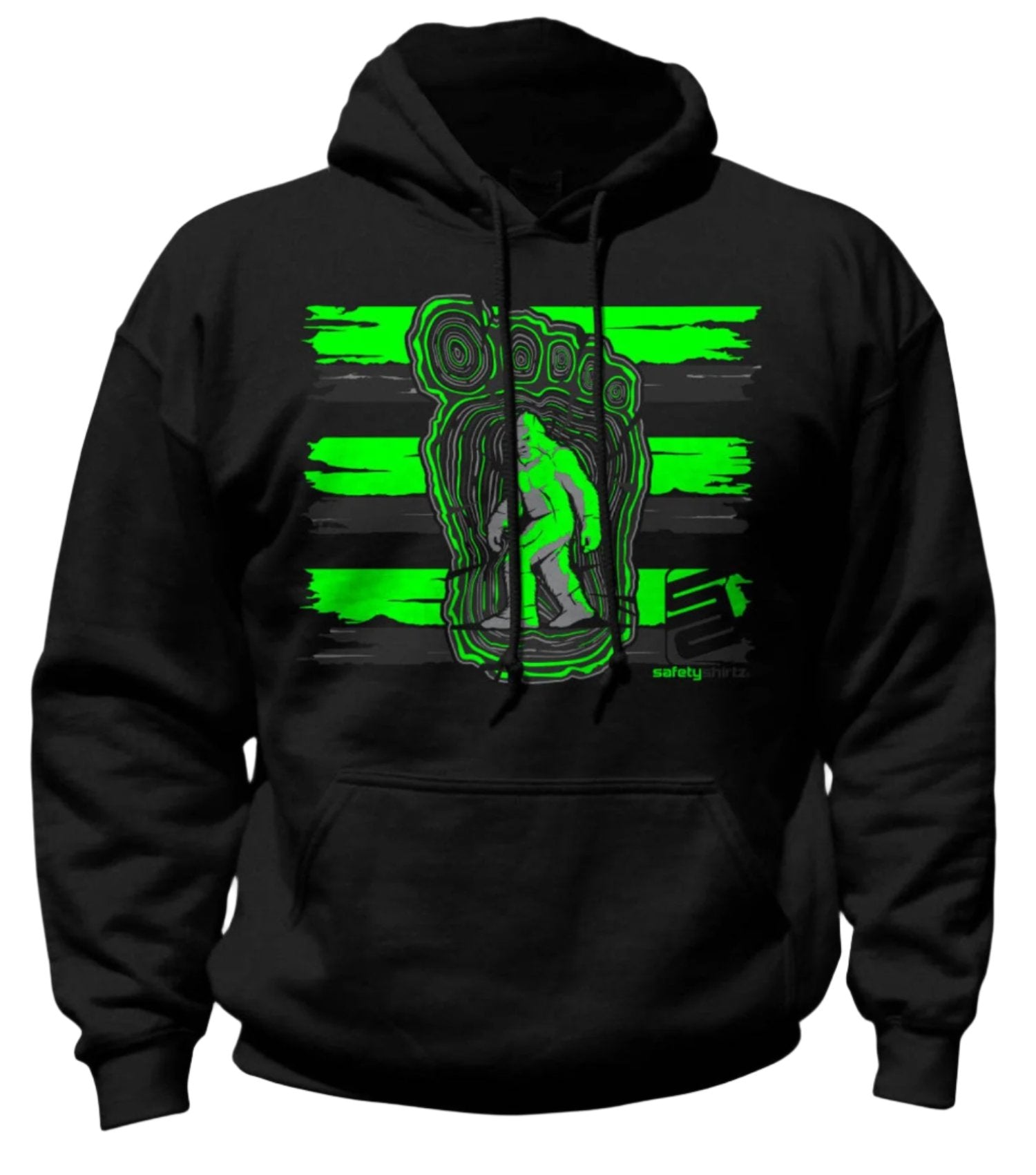 SafetyShirtz Bigfoot Graphic Hi-Vis Safety Stripe Hoodie - Work World - Workwear, Work Boots, Safety Gear