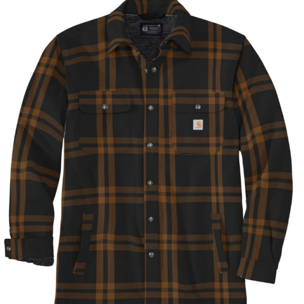 Carhartt Men's Brown Canvas selling Flannel Lined Shirt Jacket S96DKB Medium Snap Button