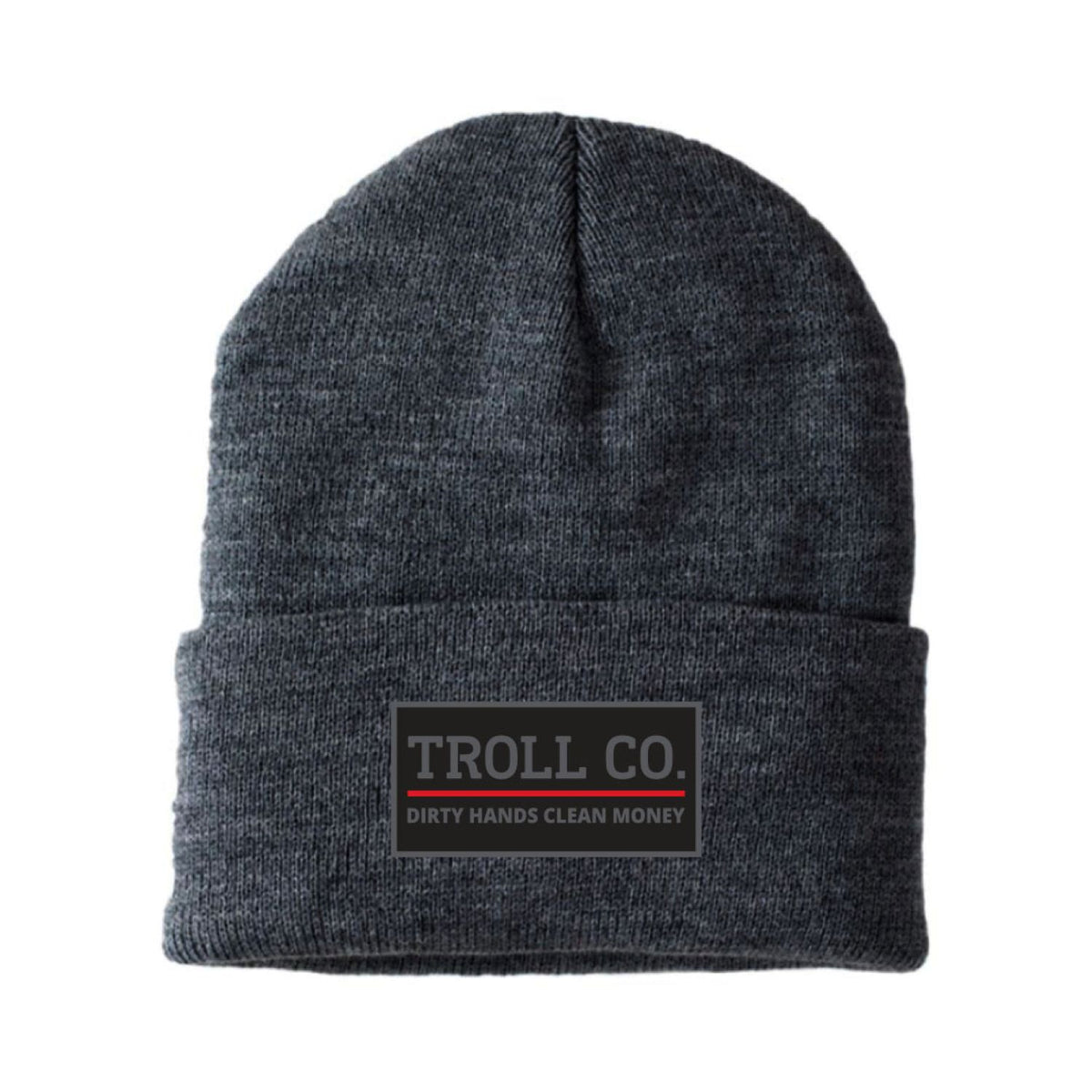 Troll Co. Premium &quot;Dirty Hands, Clean Money&quot; Patch Knit Beanie - Work World - Workwear, Work Boots, Safety Gear