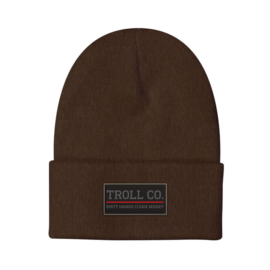 Troll Co. Premium &quot;Dirty Hands, Clean Money&quot; Patch Knit Beanie - Work World - Workwear, Work Boots, Safety Gear