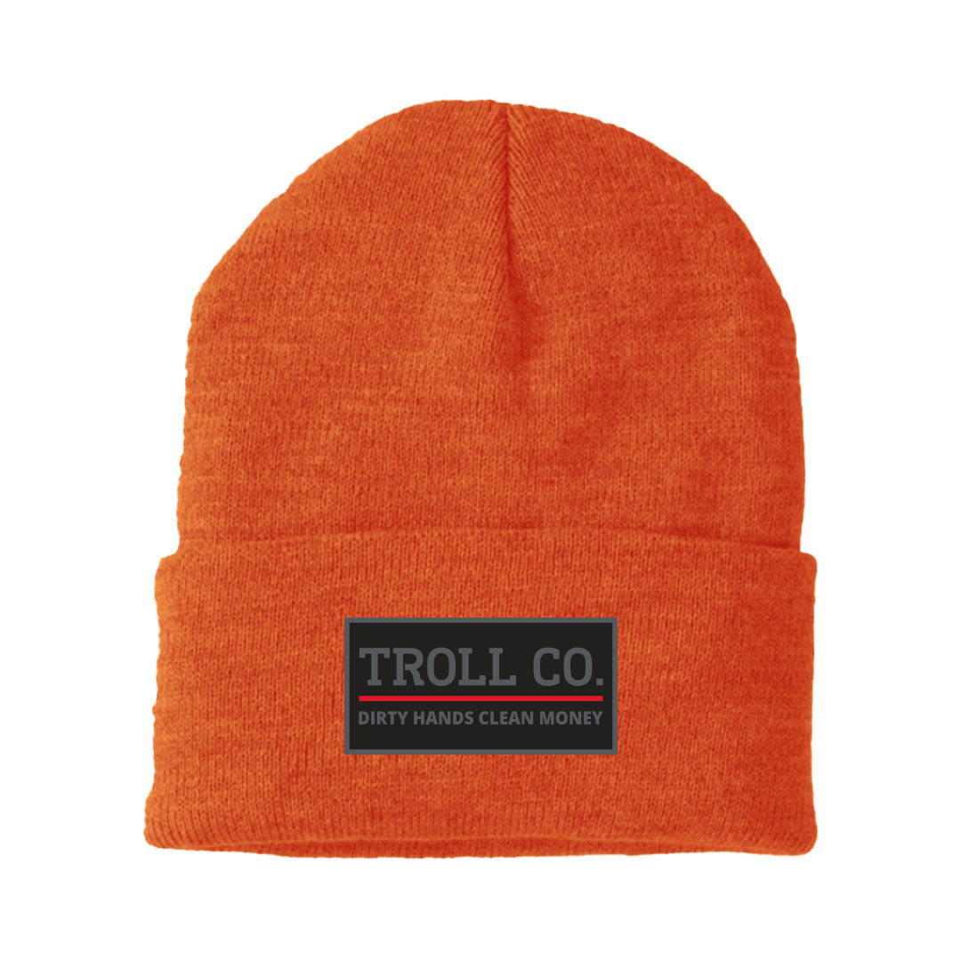 Troll Co. Premium &quot;Dirty Hands, Clean Money&quot; Patch Knit Beanie - Work World - Workwear, Work Boots, Safety Gear