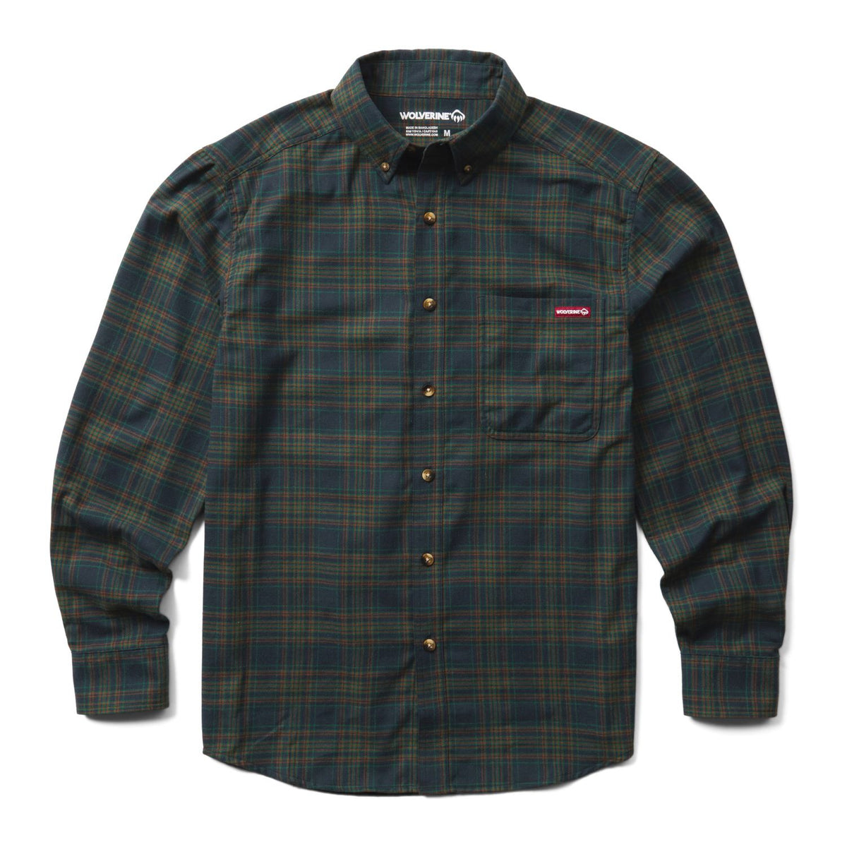 Wolverine Men&#39;s Hastings Button-Down Pocket Flannel Work Shirt - Work World - Workwear, Work Boots, Safety Gear