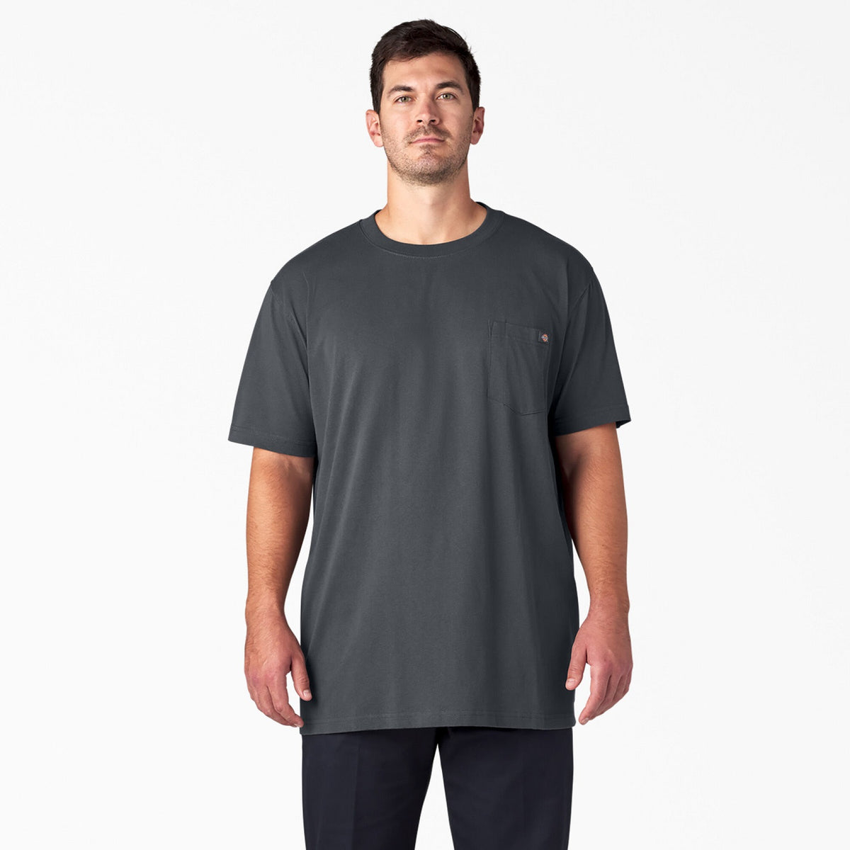 Dickies Men&#39;s Heavyweight Short Sleeve Pocket T-Shirt_Charcoal - Work World - Workwear, Work Boots, Safety Gear