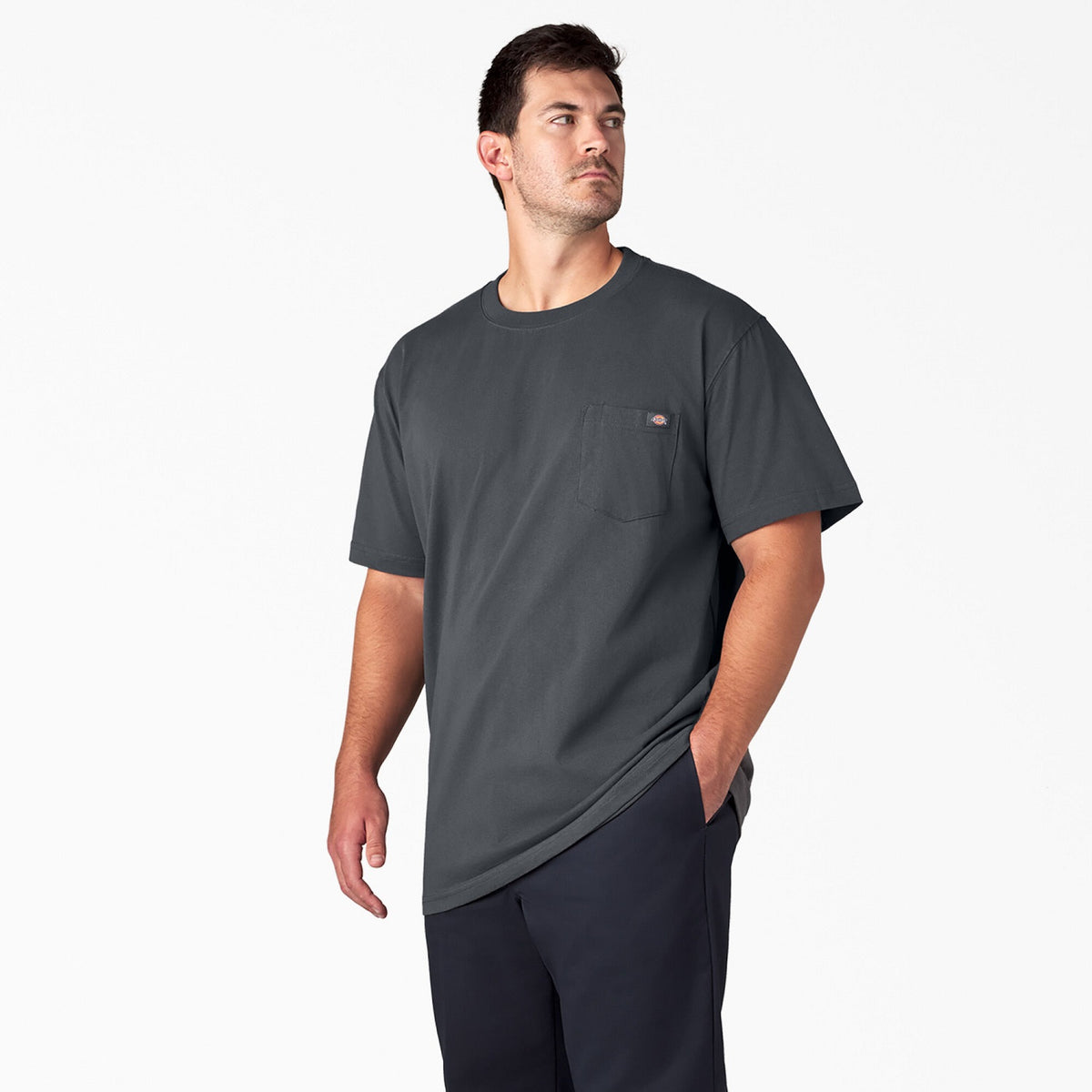 Dickies Men&#39;s Heavyweight Short Sleeve Pocket T-Shirt_Charcoal - Work World - Workwear, Work Boots, Safety Gear