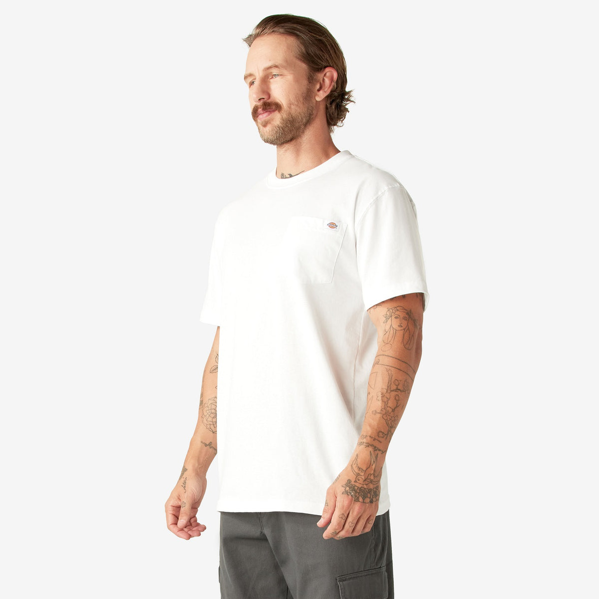 Dickies Men&#39;s Heavyweight Short Sleeve Pocket T-Shirt_White - Work World - Workwear, Work Boots, Safety Gear