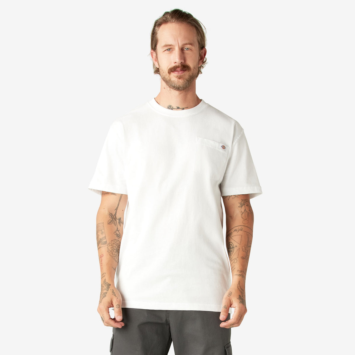 Dickies Men&#39;s Heavyweight Short Sleeve Pocket T-Shirt_White - Work World - Workwear, Work Boots, Safety Gear