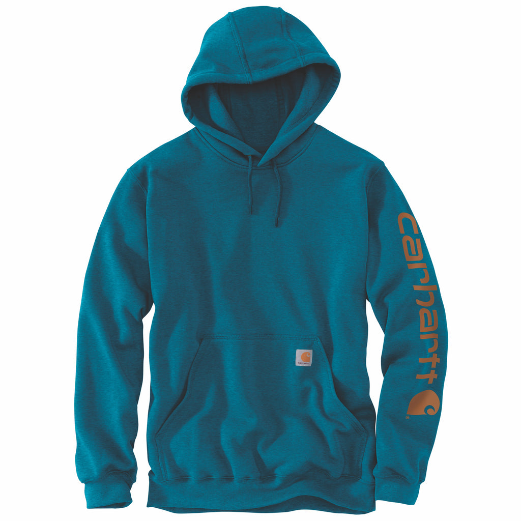 Carhartt Men s Signature Logo Hooded Pullover Sweatshirt Ocean