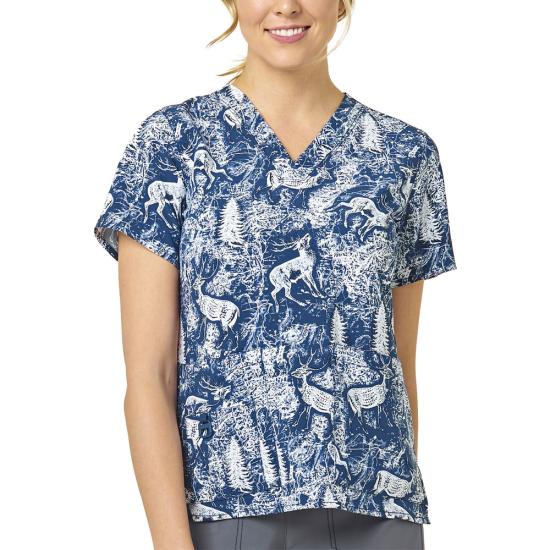 Carhartt Women&#39;s Printed V-Neck Scrub Top - Work World - Workwear, Work Boots, Safety Gear